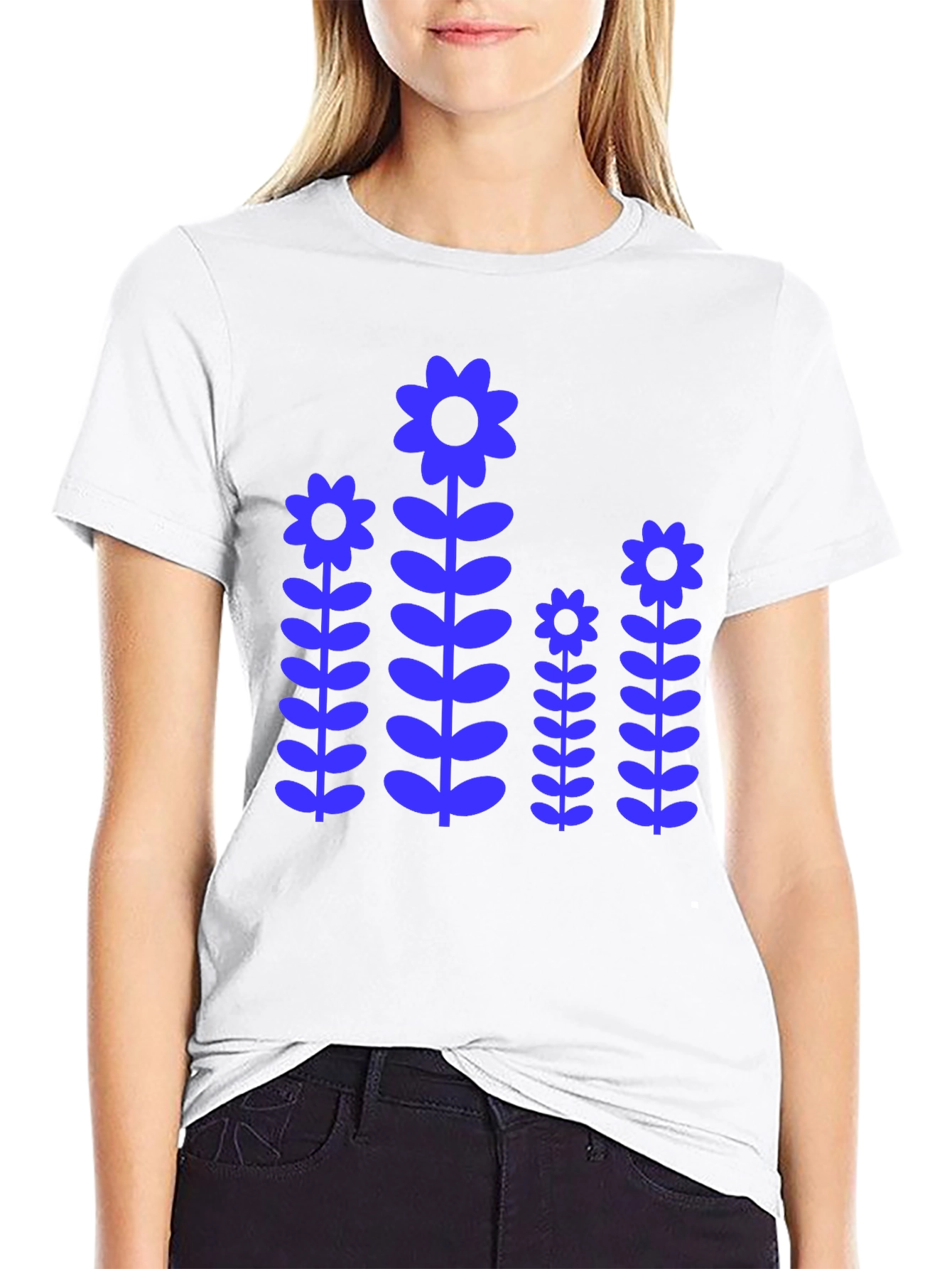 Black Blue Flower Power Graphic T-Shirt view 9