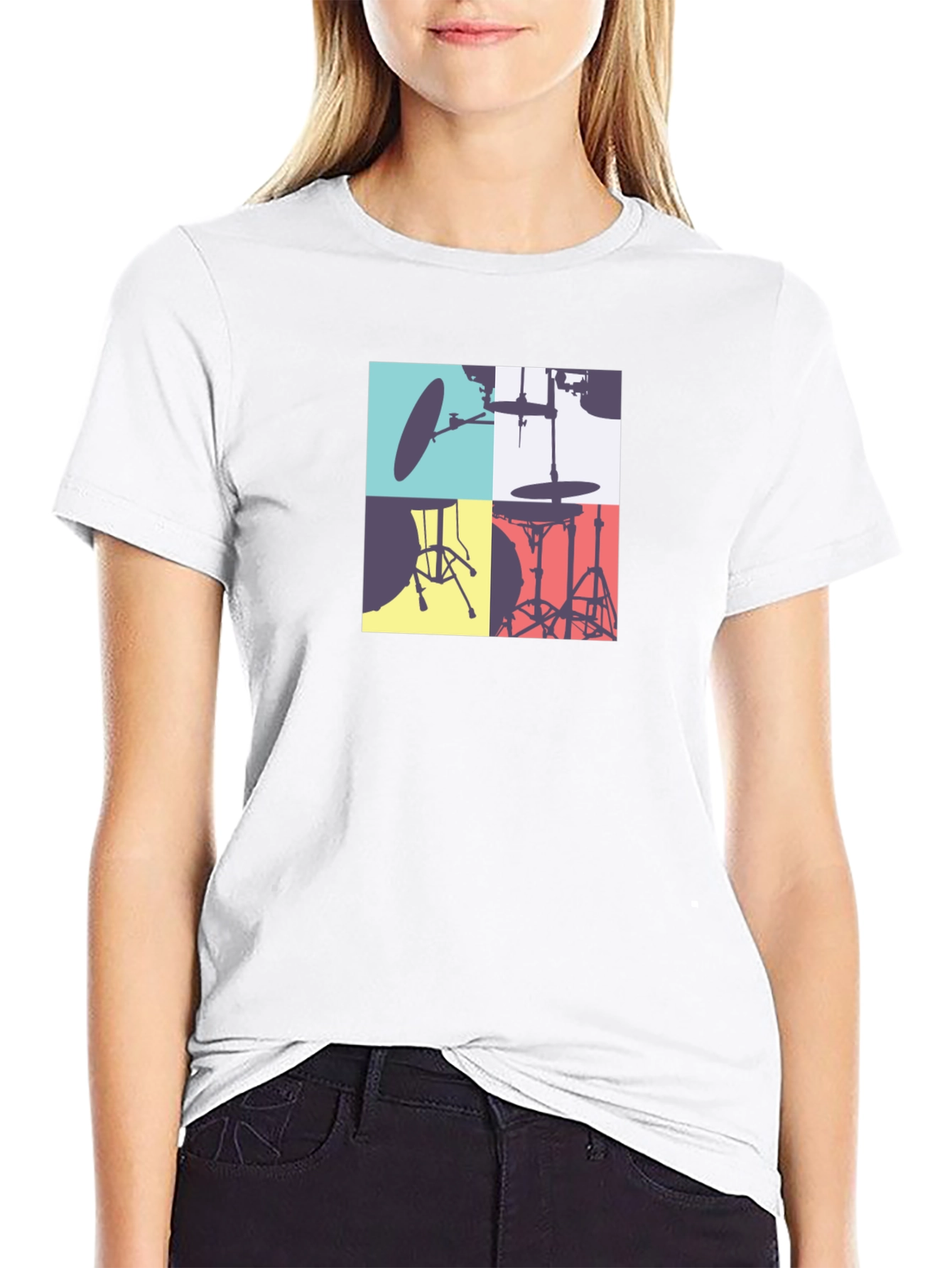 Black Drum Kit Graphic Tee - Stylish Music Lover T-Shirt view 9