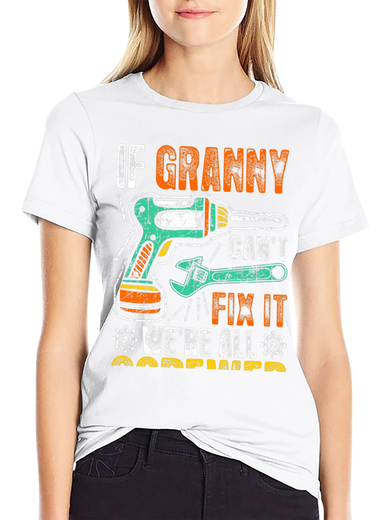 Black If Granny Can't Fix It T-Shirt view 9