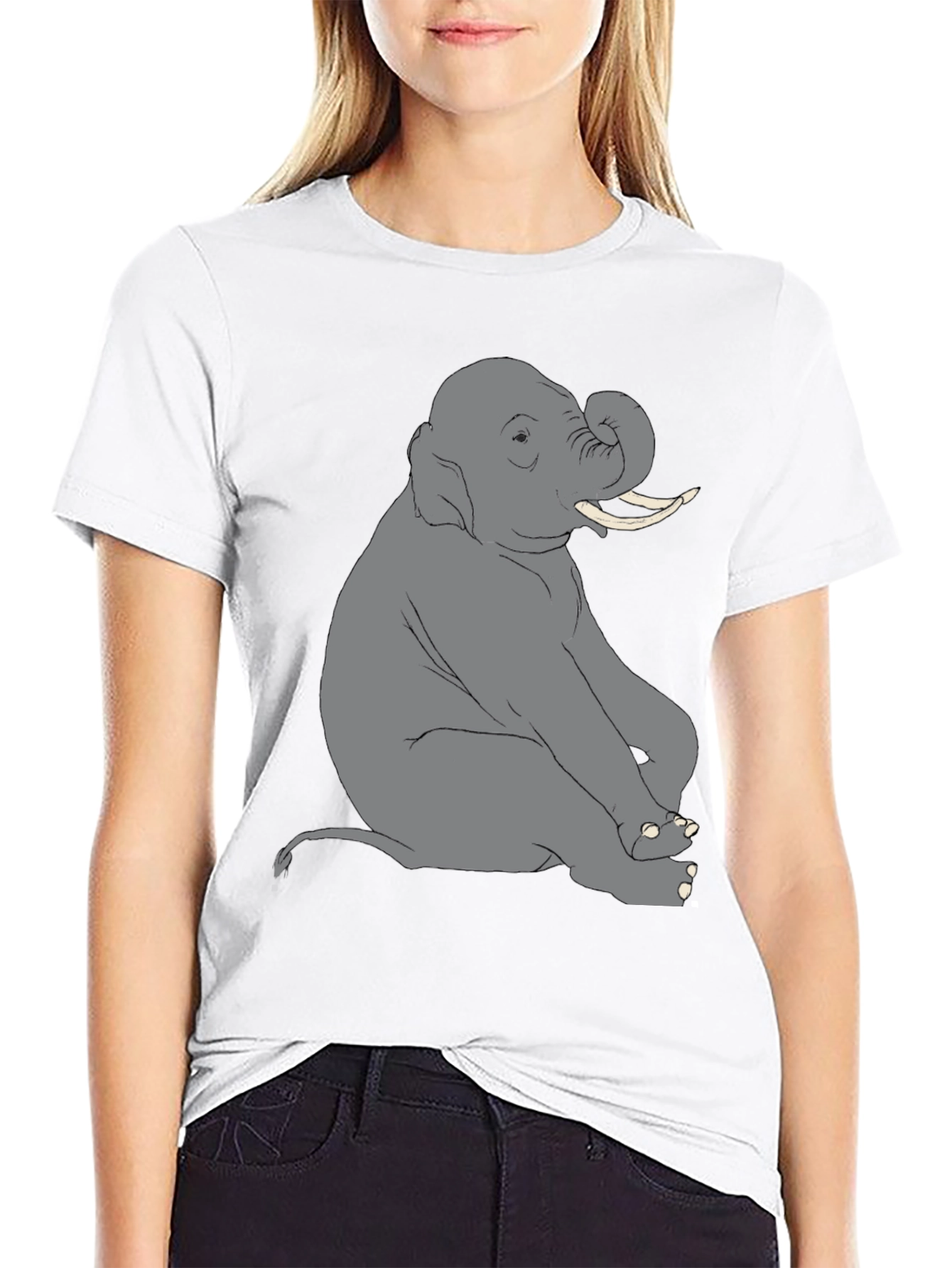 Black Elephant Graphic T-Shirt - Black Crew Neck Tee view 9