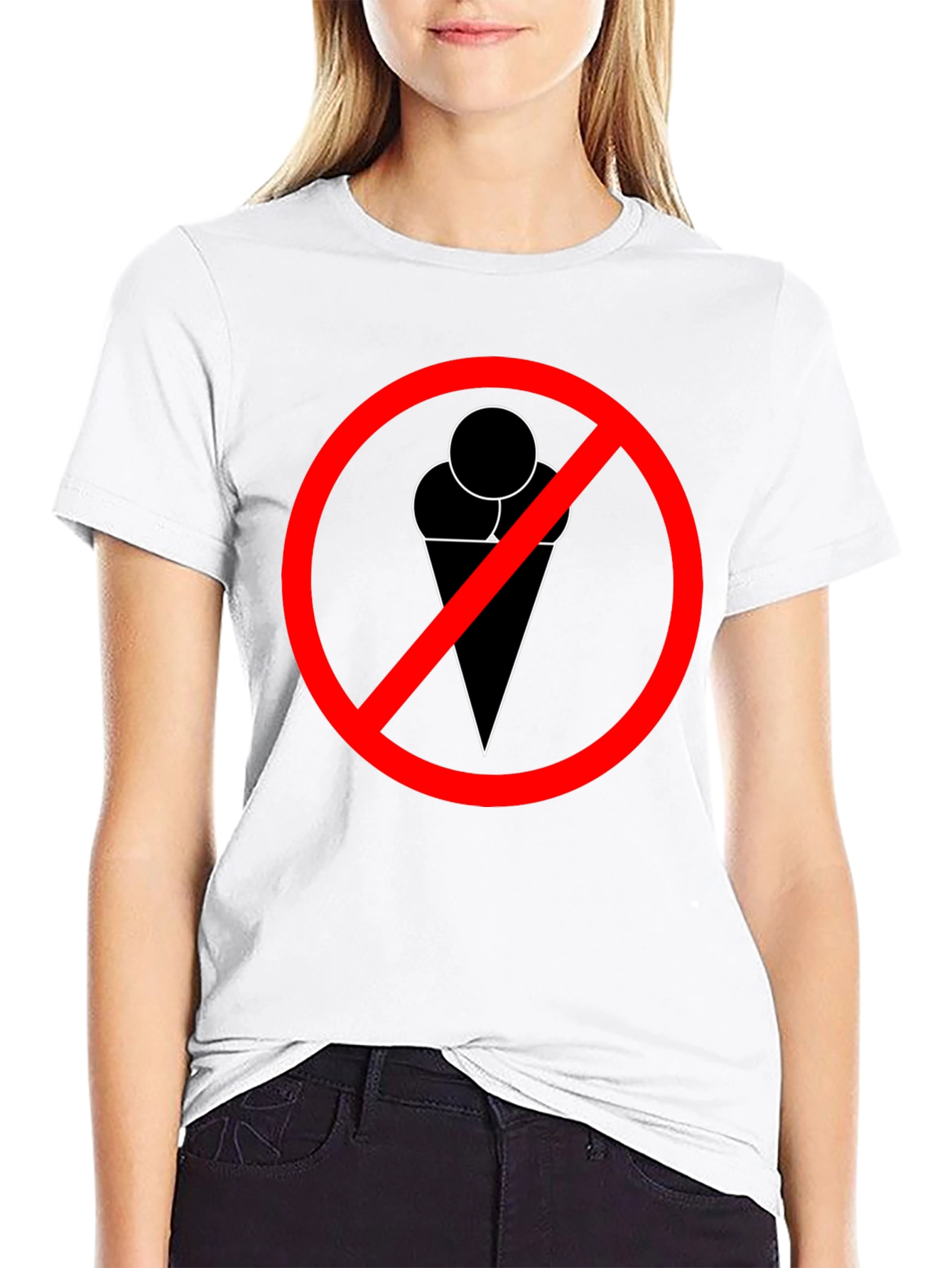 Black No Ice Cream Zone T-Shirt - Soft Cotton Blend, Forbidden Dessert view 9