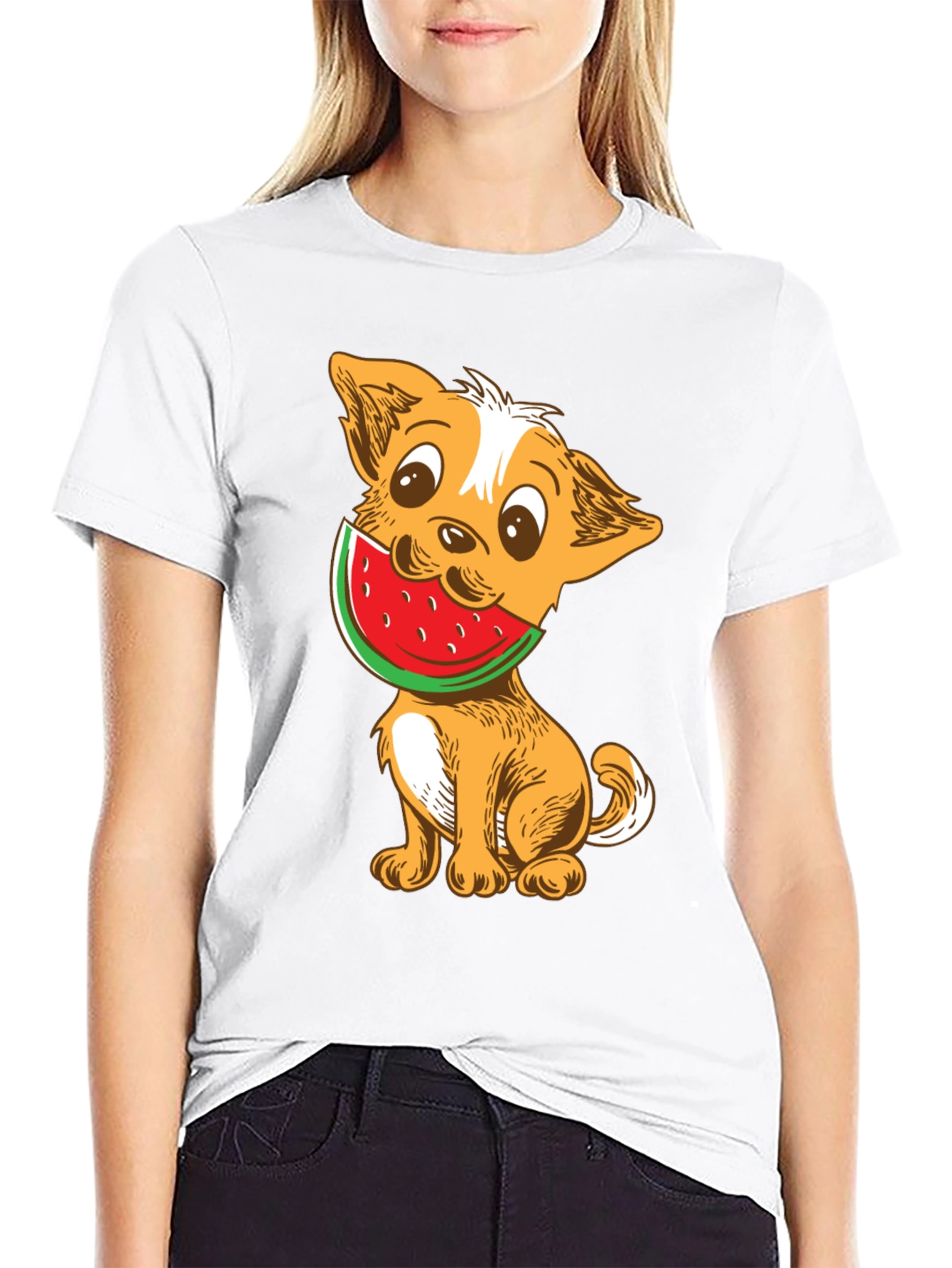 Black Dog with Watermelon Graphic T-Shirt view 9