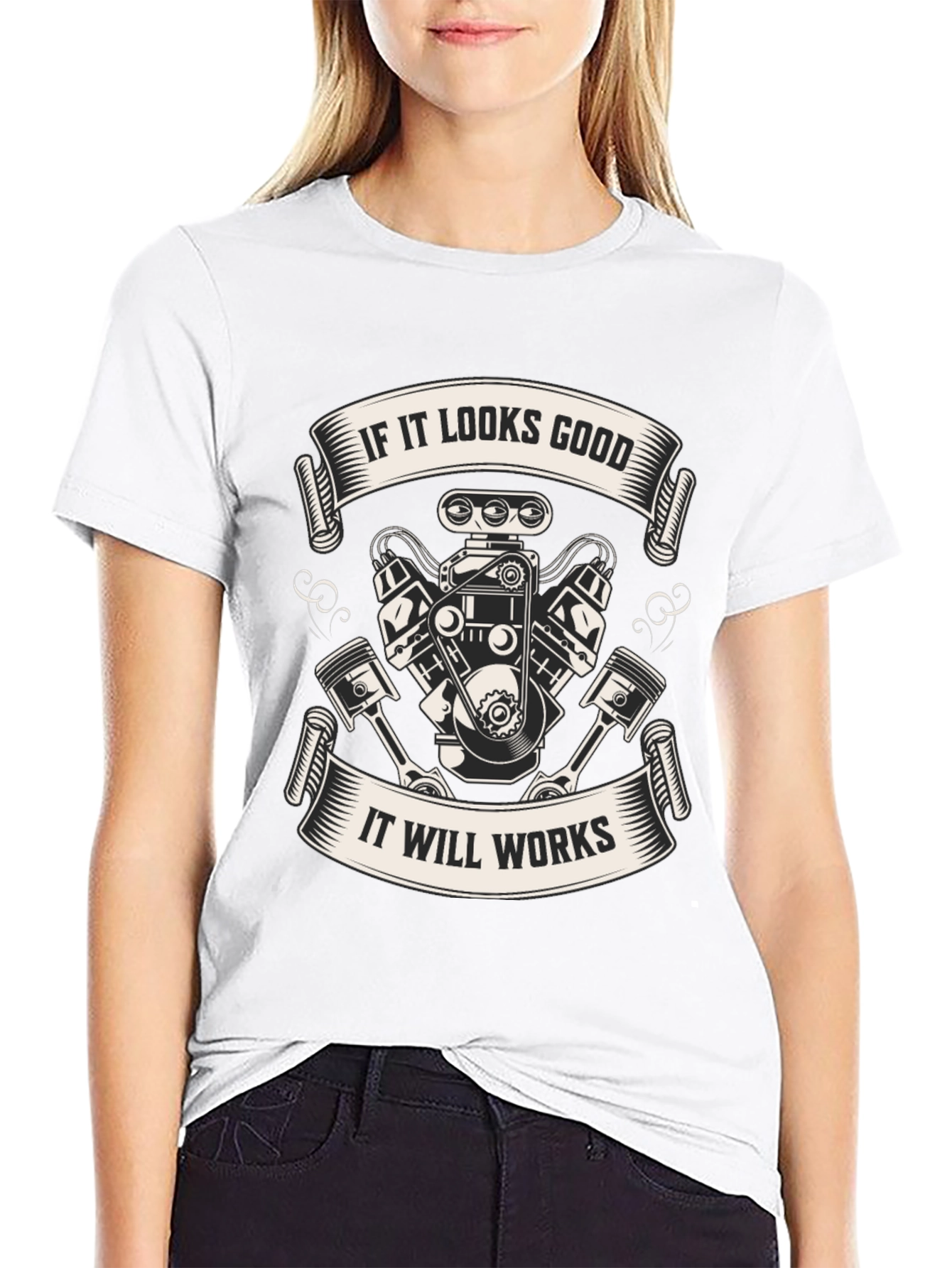 Black If It Looks Good Engine T-Shirt view 9