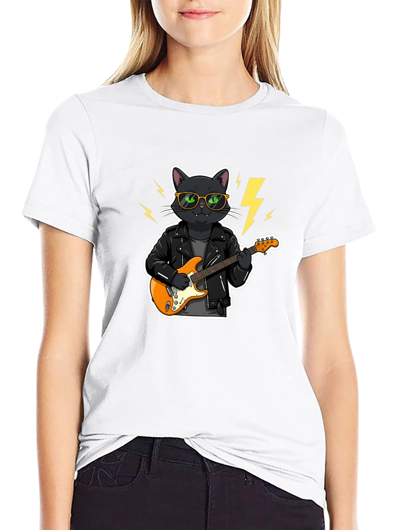 Black Cool Cat Rocker T-Shirt - Black view 9