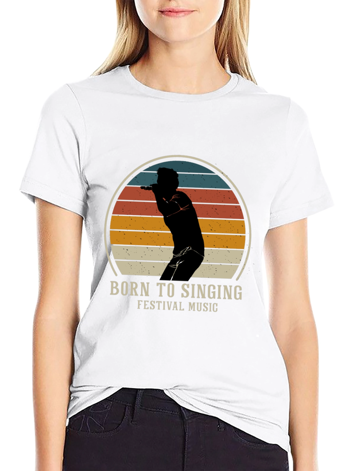 Black Born to Sing T-Shirt - Festival Music view 9