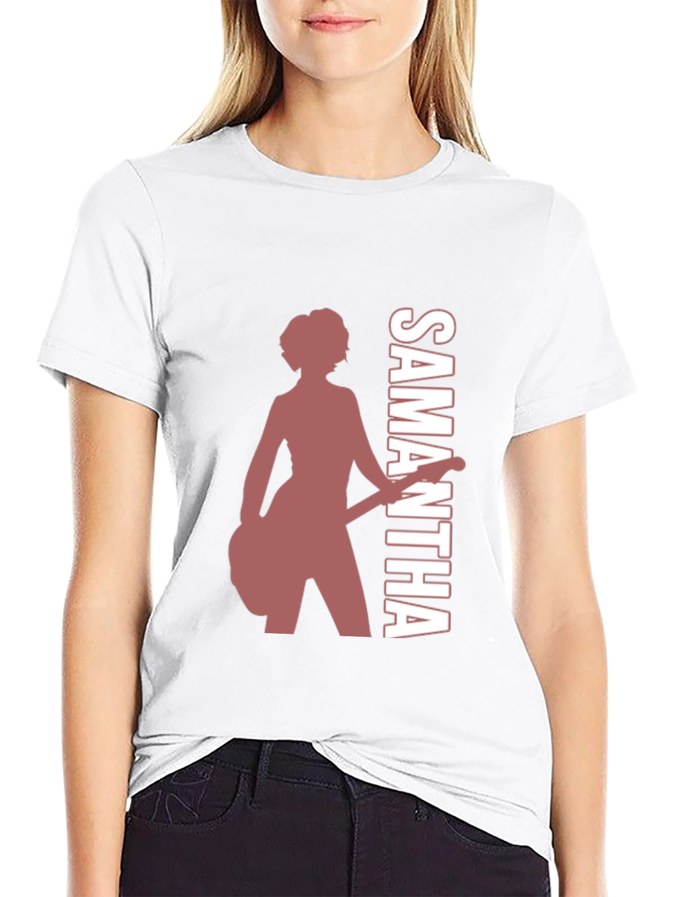 Black Samantha Guitar Player Graphic Tee view 9