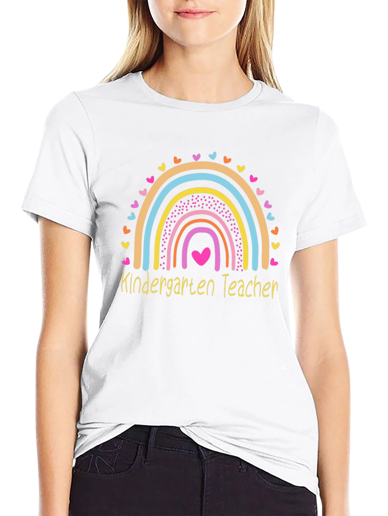 Kindergarten Teacher Rainbow Heart T-Shirt - 9