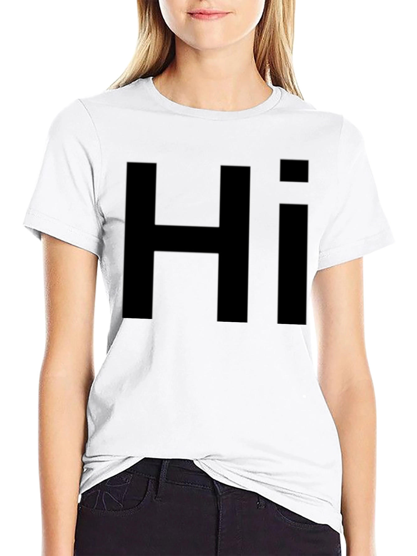 Black Black "Hi" Graphic T-Shirt - Casual Style view 9