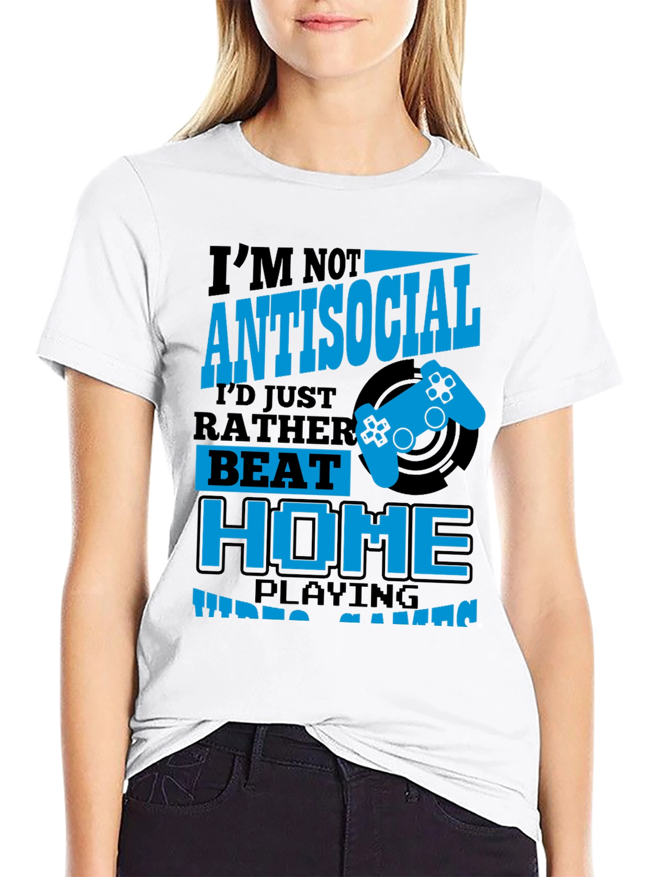 Black I'm Not Antisocial Funny Gamer T-Shirt view 9
