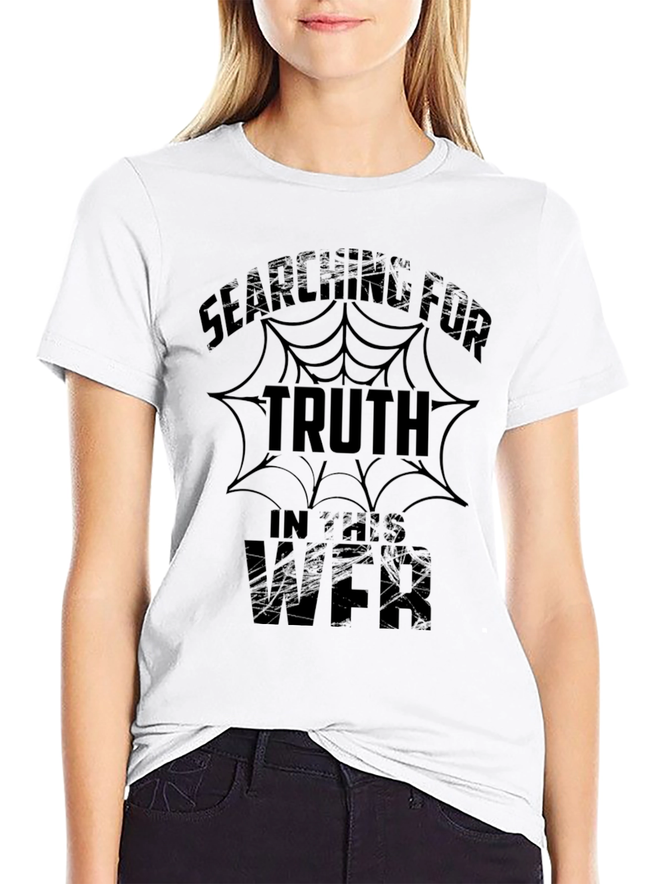 Black Searching For Truth Men's Black Graphic T-Shirt view 9