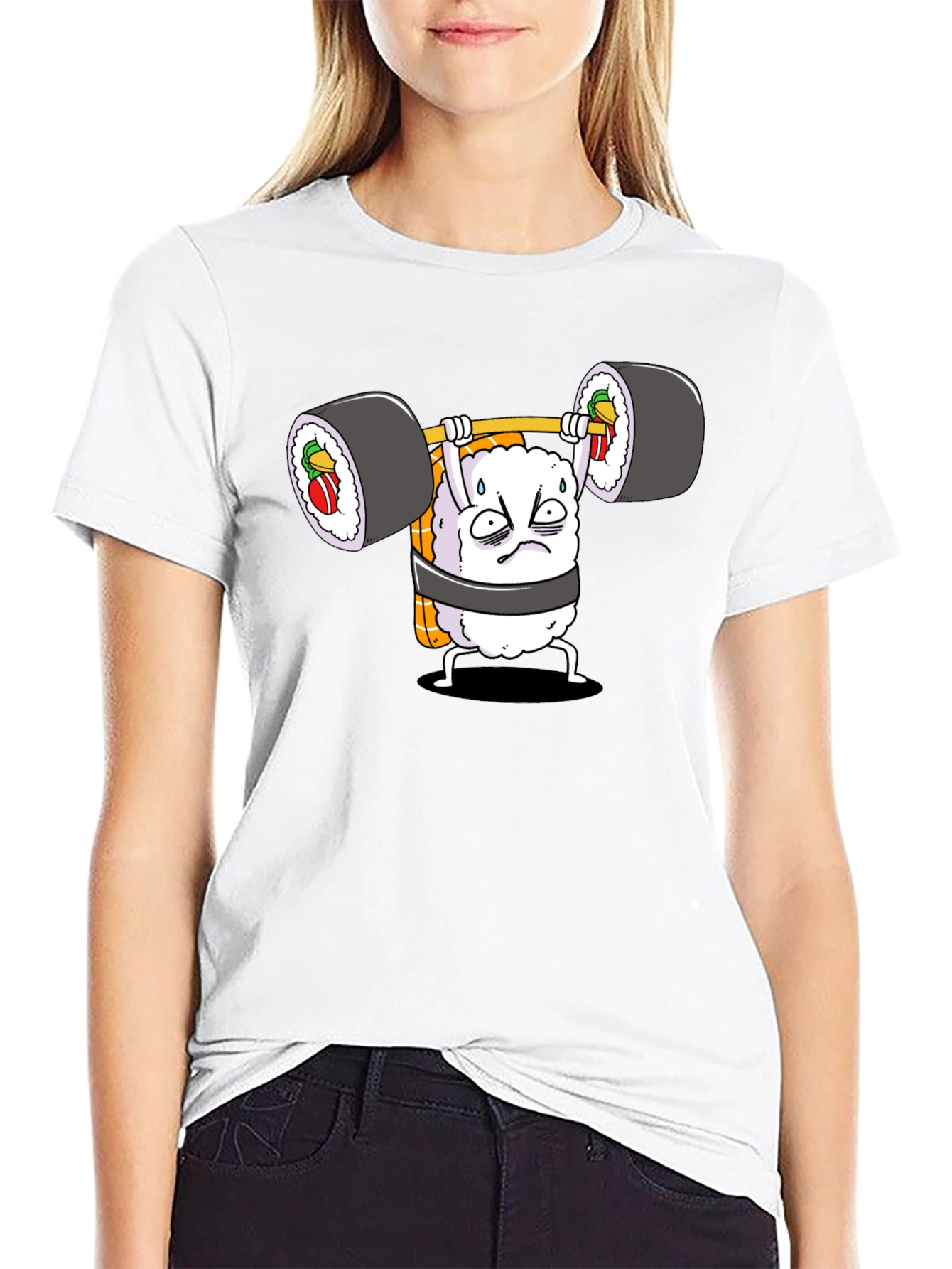 Black Sushi Weightlifter Graphic Tee view 9