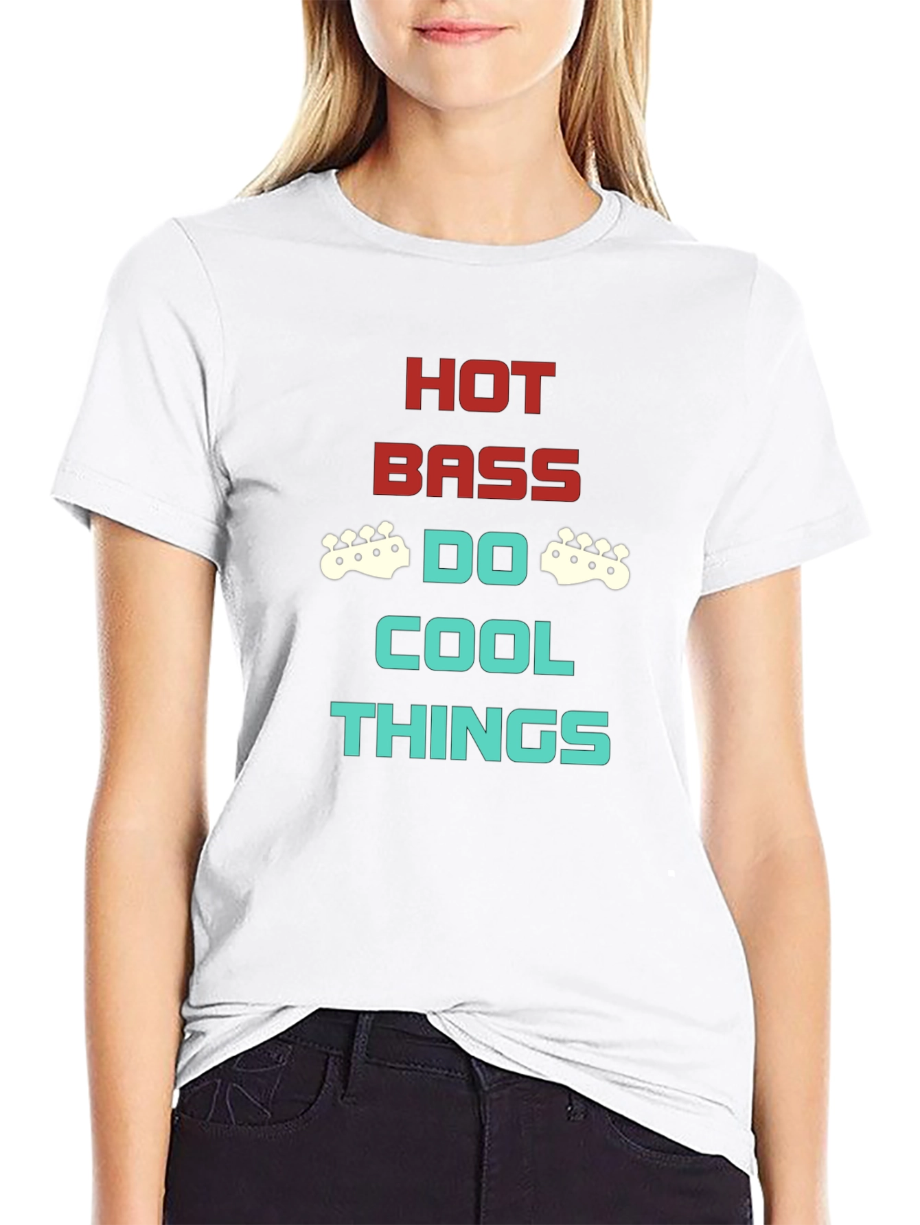 Black Hot Bass Cool Things Graphic Tee - Black Crew Neck T-Shirt view 9