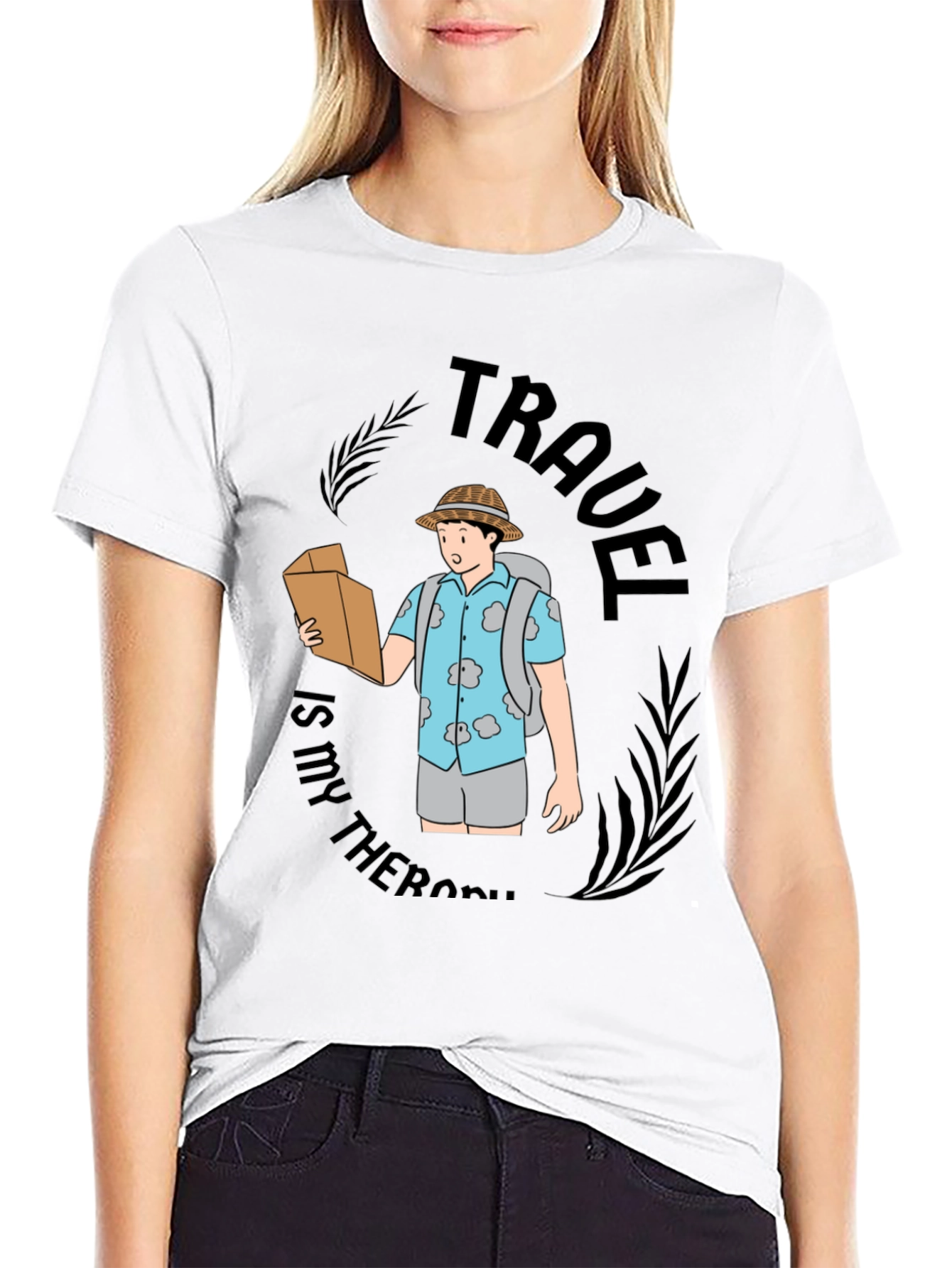 Black Travel is My Therapy Graphic Tee view 9