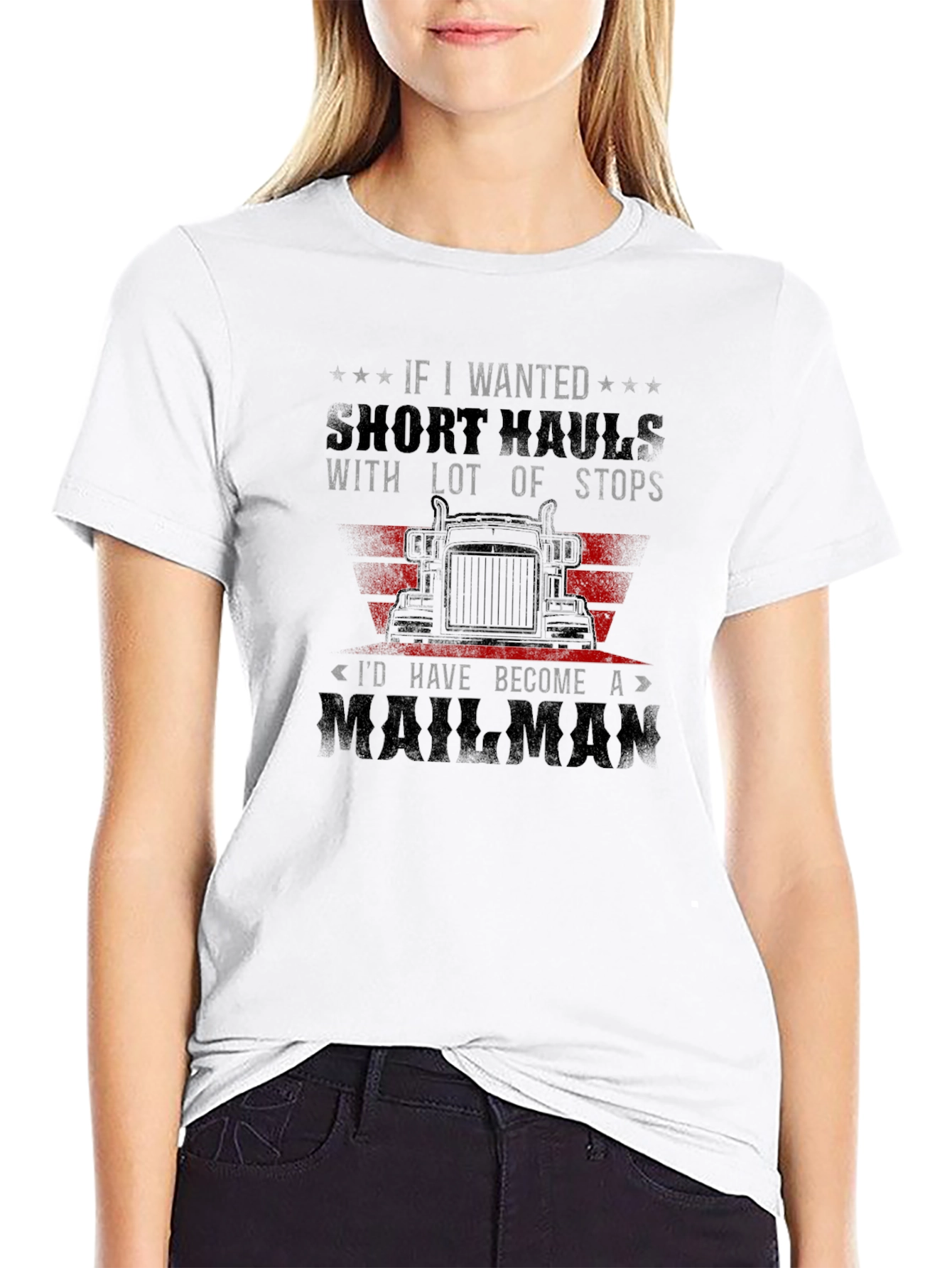 Black Trucker T-Shirt: Short Hauls, Mailman view 9