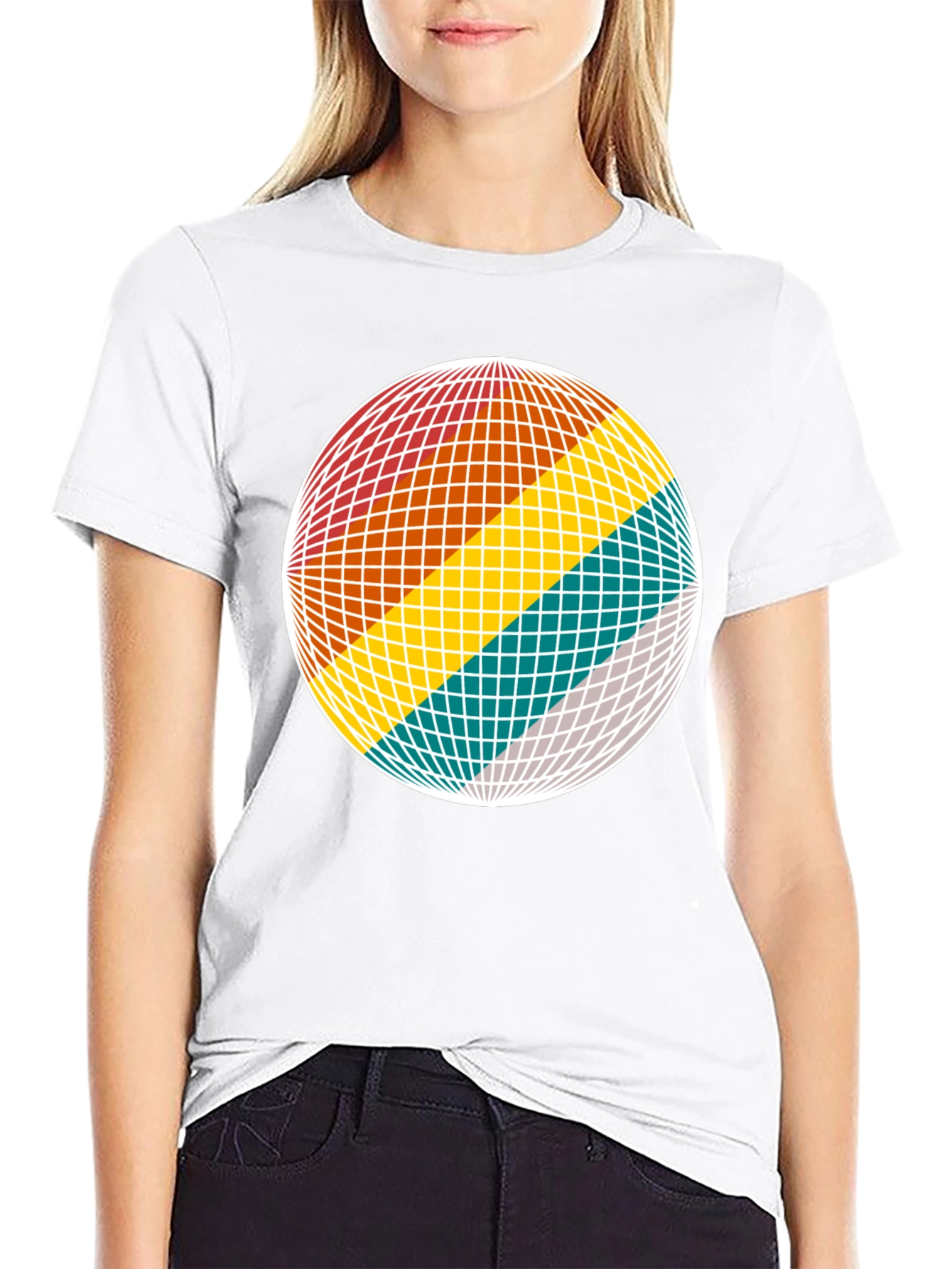 Black Retro Sphere Graphic Tee - Black Cotton Blend view 9