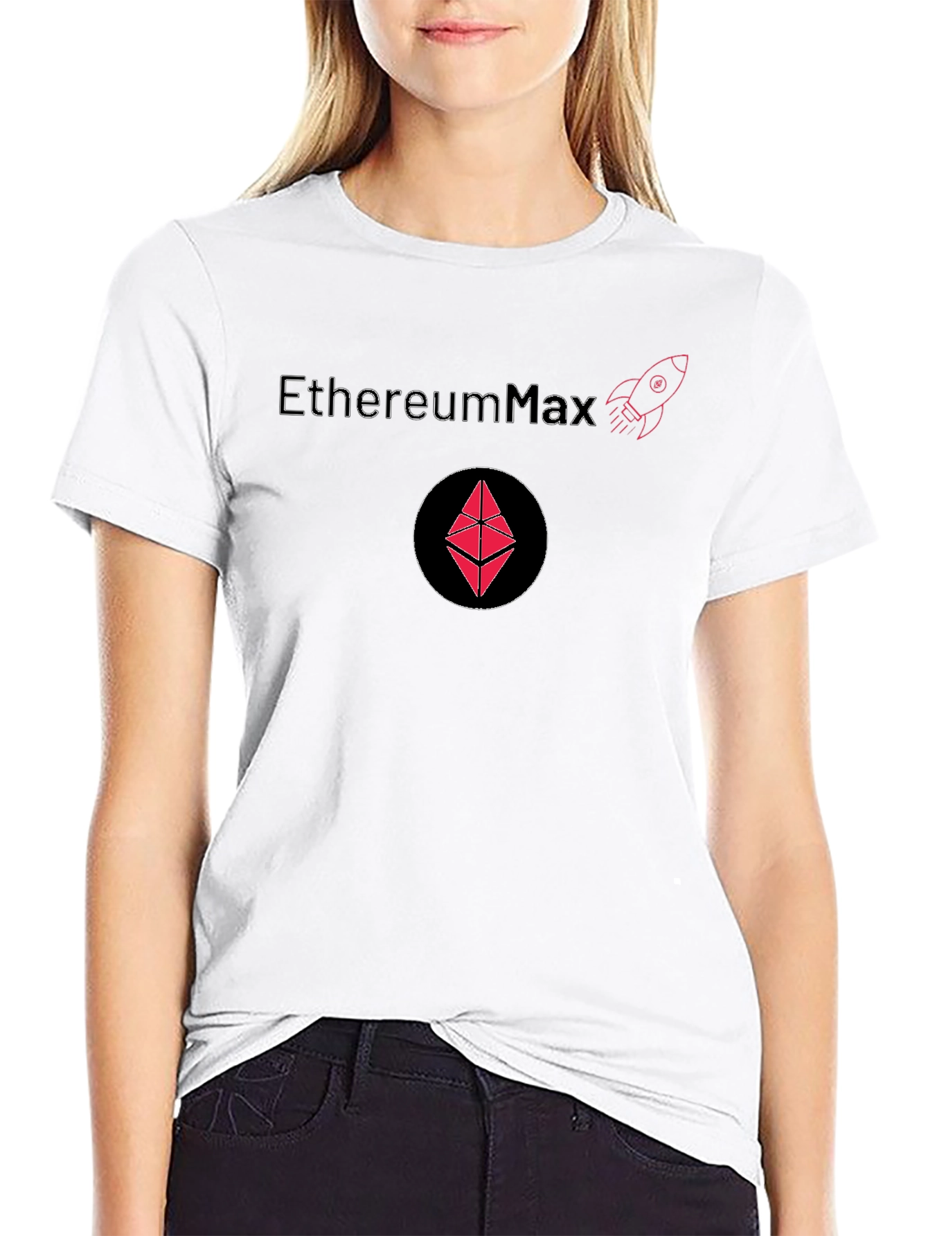Black EthereumMax Crypto T-Shirt - Black Cotton Blend view 9