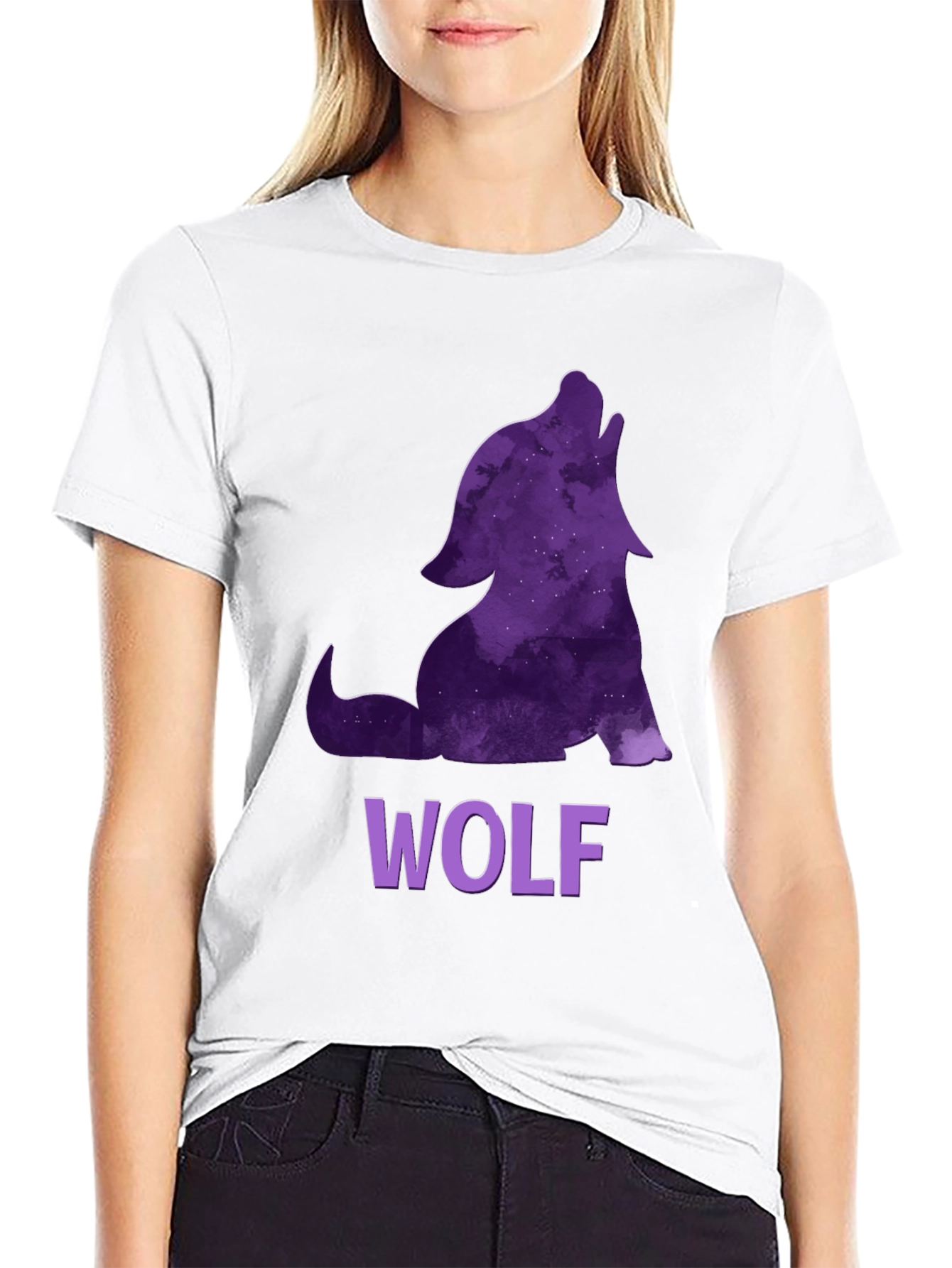 Black Wolf Galaxy T-Shirt - Men's Black Tee view 9