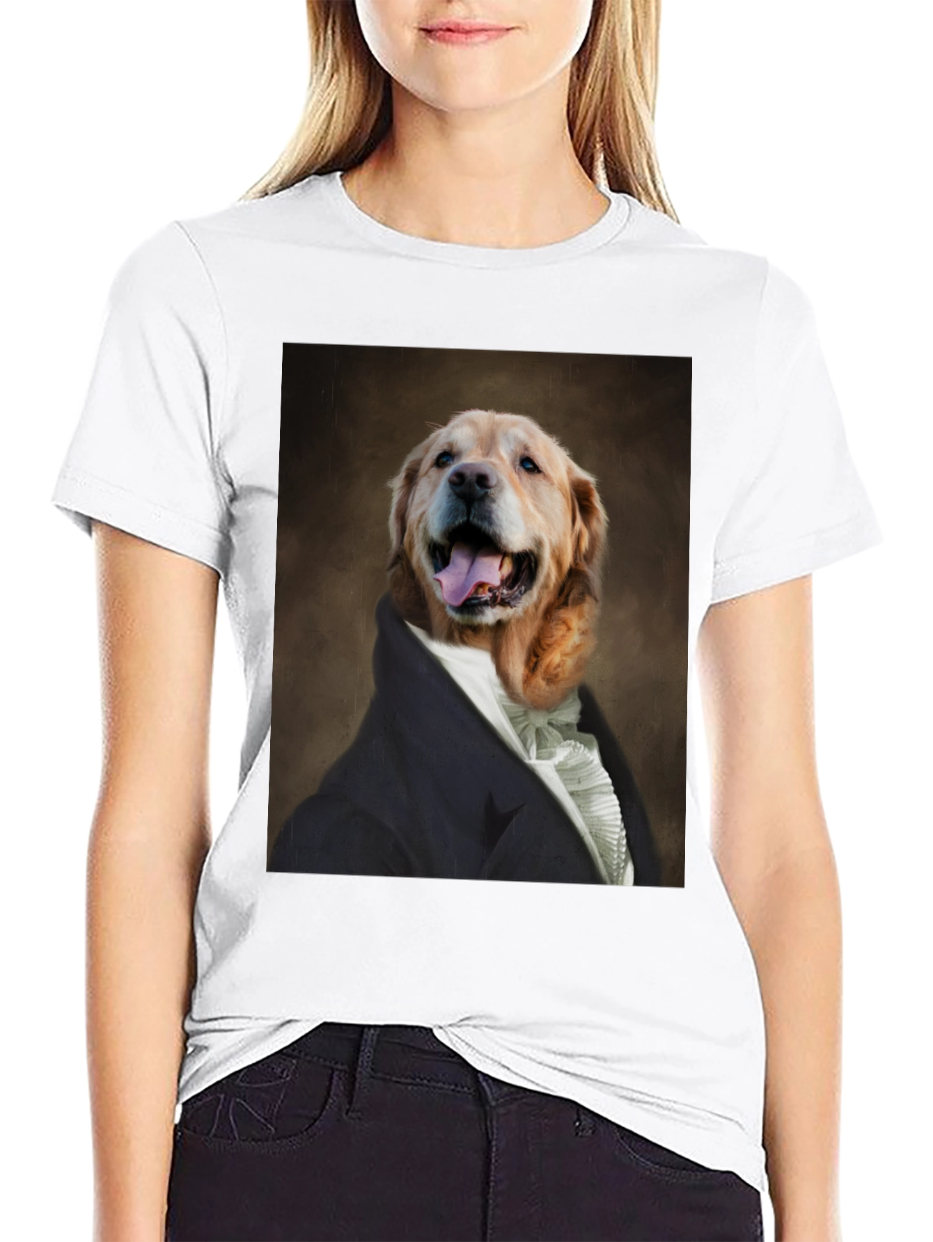 Black Dog Portrait T-Shirt - Canine Royalty Black Tee view 9