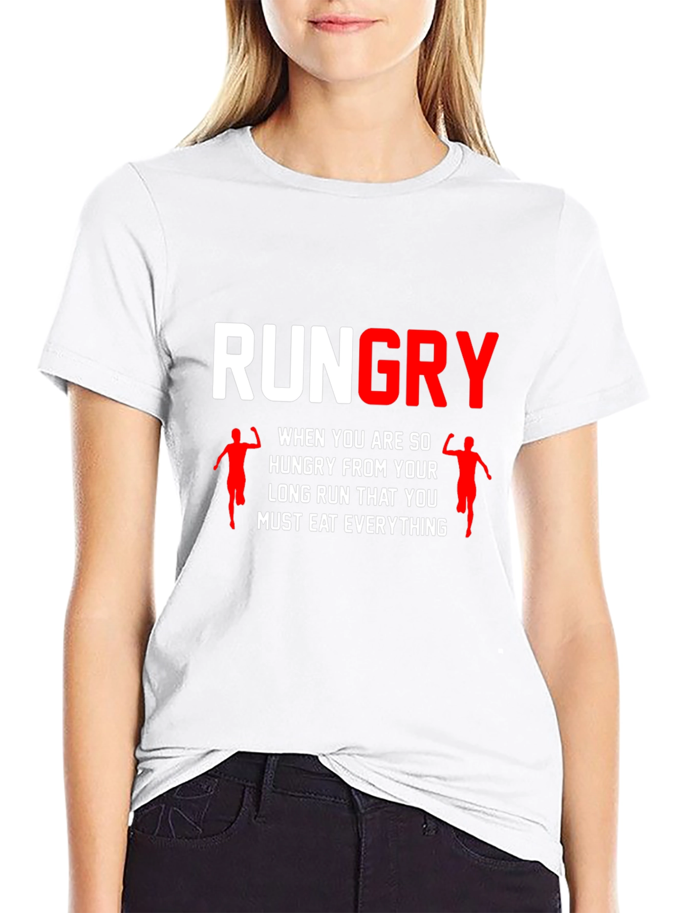 Black Rungry Men's Black Graphic Tee: Runner's Hunger! view 9