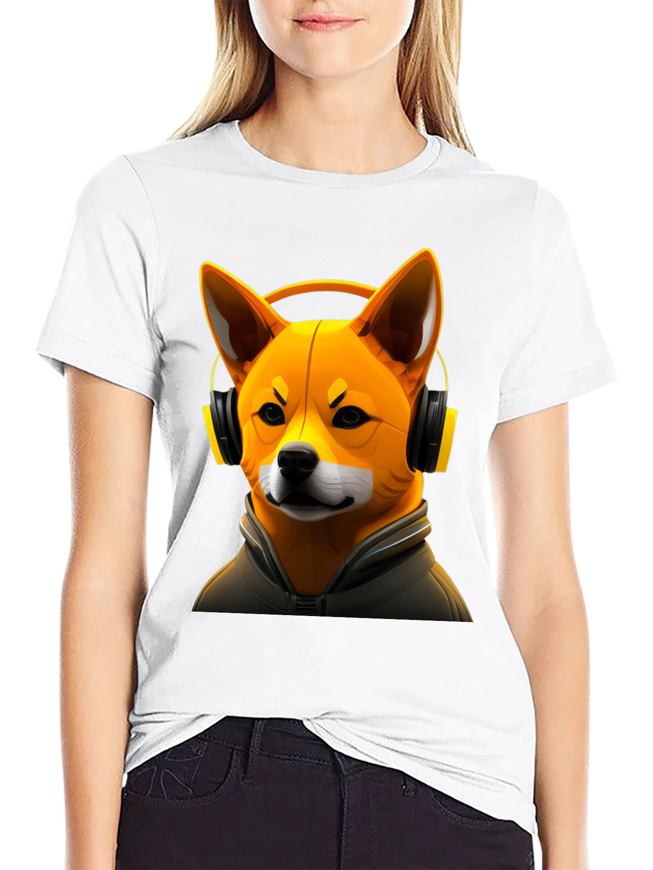 Black Dog DJ Graphic Tee - Shiba Inu with Headphones view 9