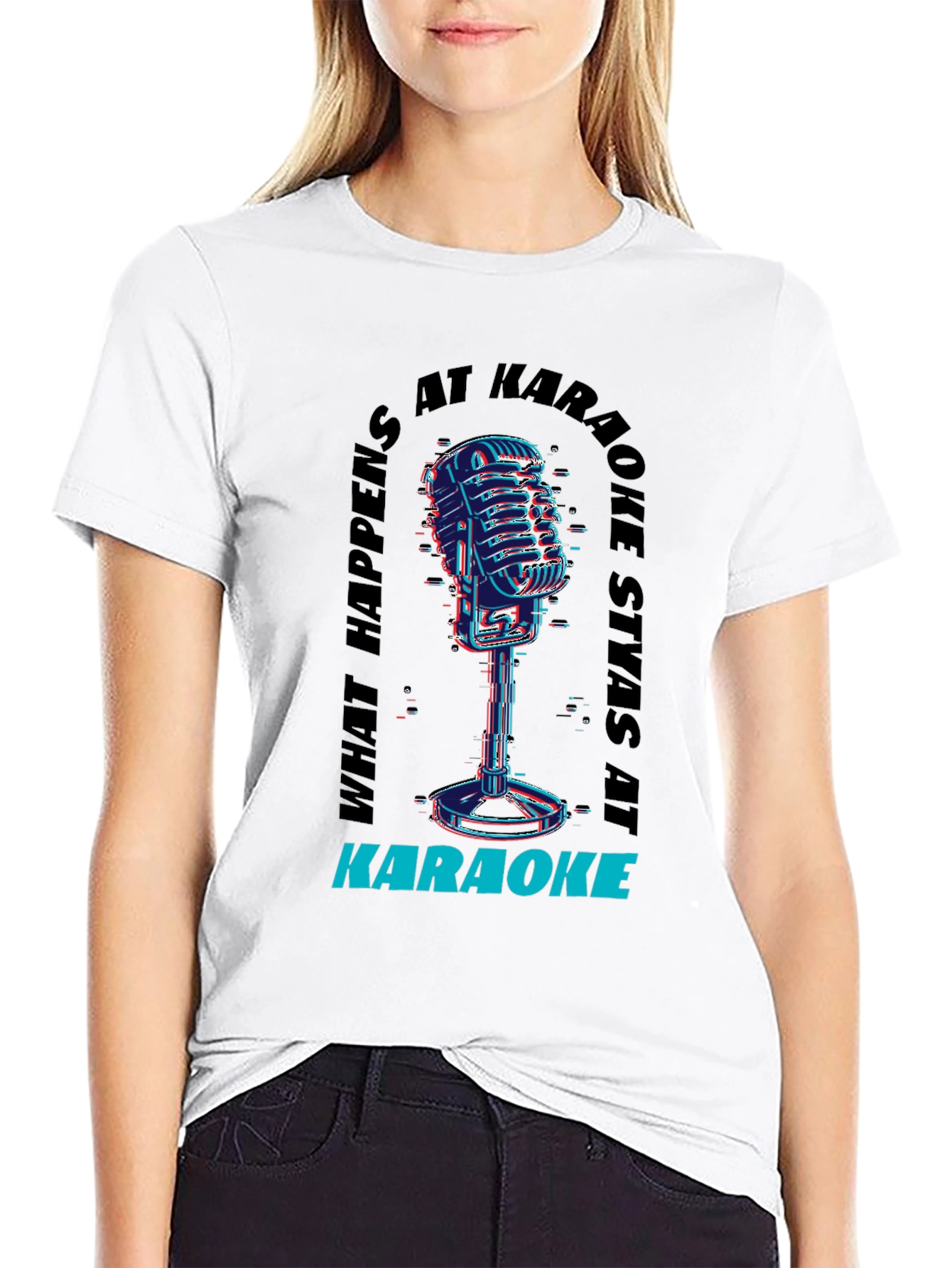 Black Karaoke Vibes Tee - "What Happens At Karaoke Stays At Karaoke" view 9