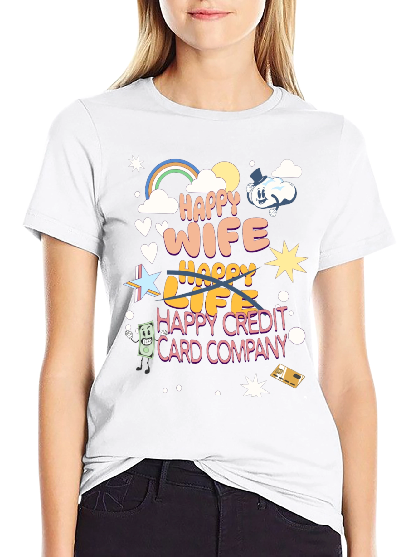 Black Happy Wife Happy Life T-Shirt view 9