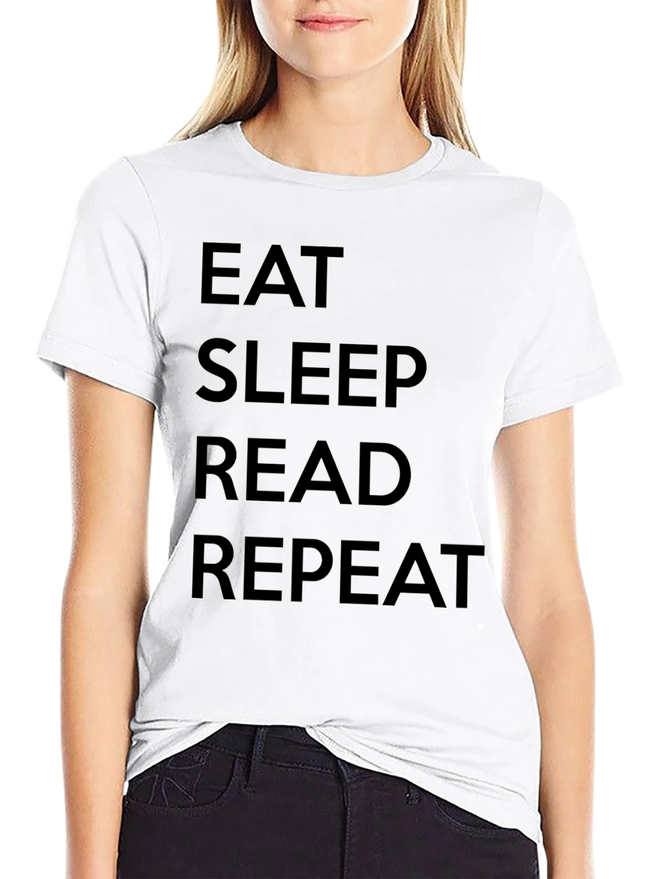 Black Eat Sleep Read Repeat Graphic Tee view 9