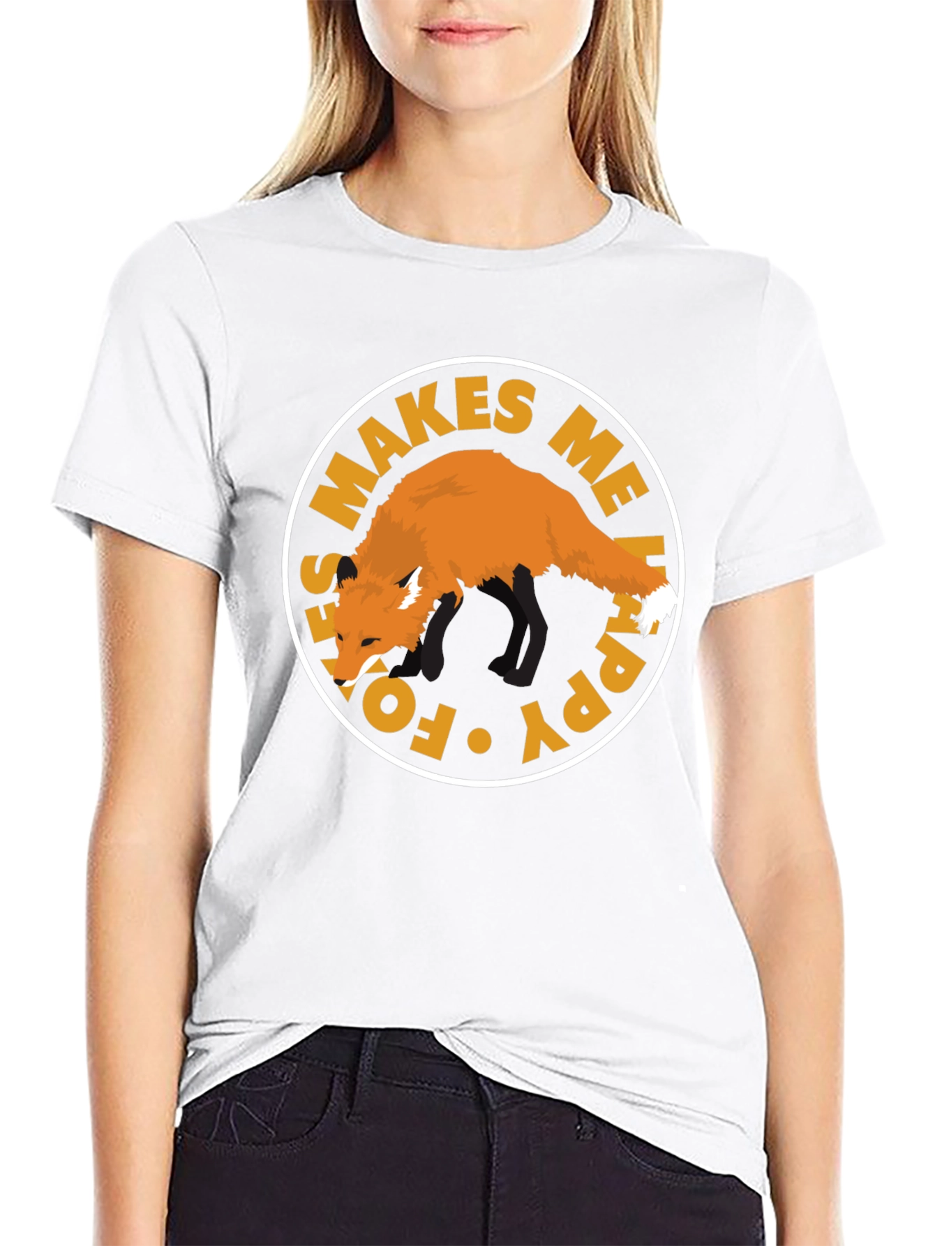Black Fox Makes Me Happy Graphic T-Shirt view 9