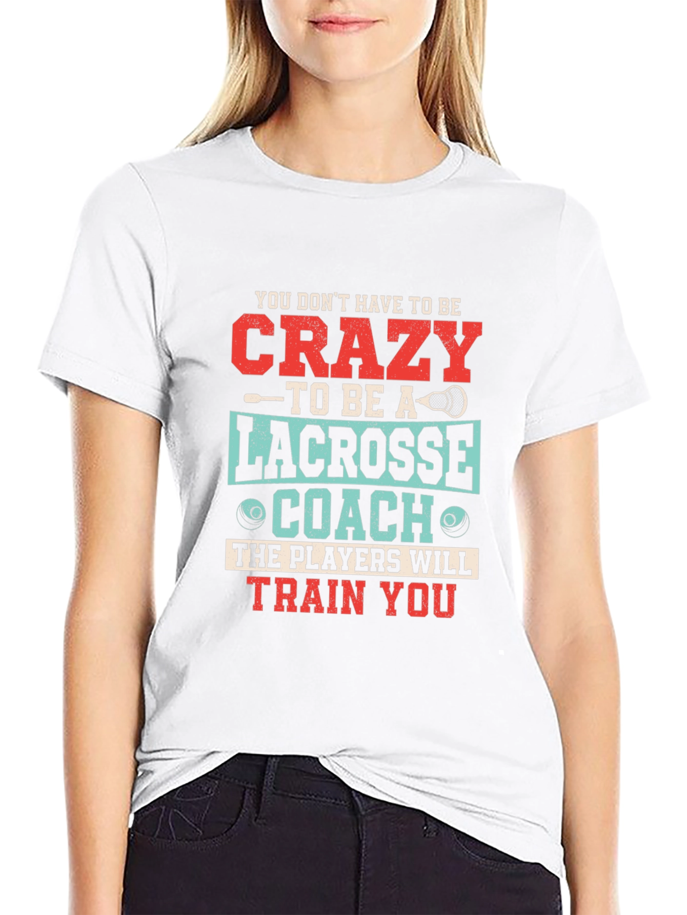 Black Crazy Lacrosse Coach T-Shirt view 9