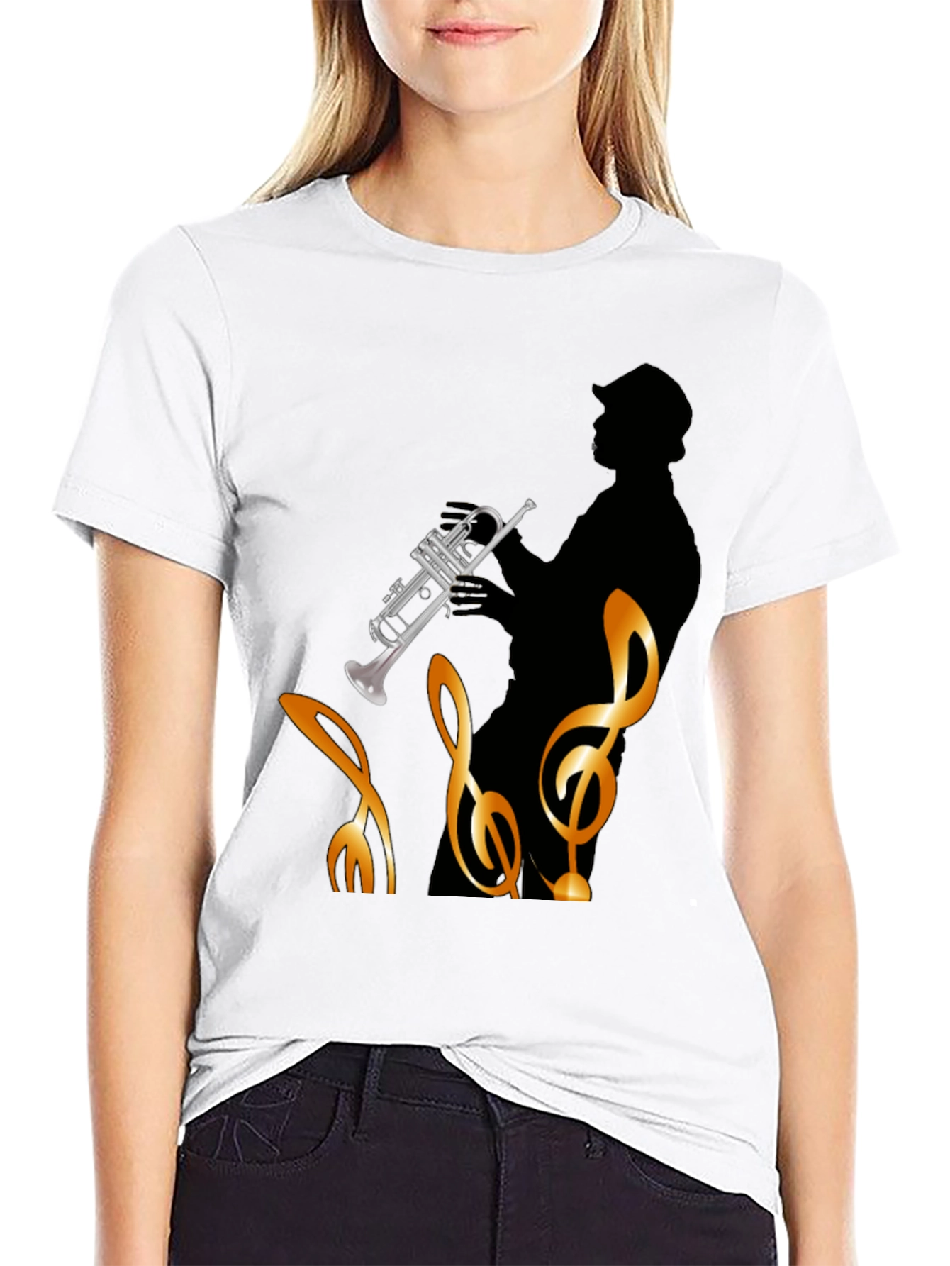 Black Jazz Musician Graphic T-Shirt - Black Cotton Tee view 9