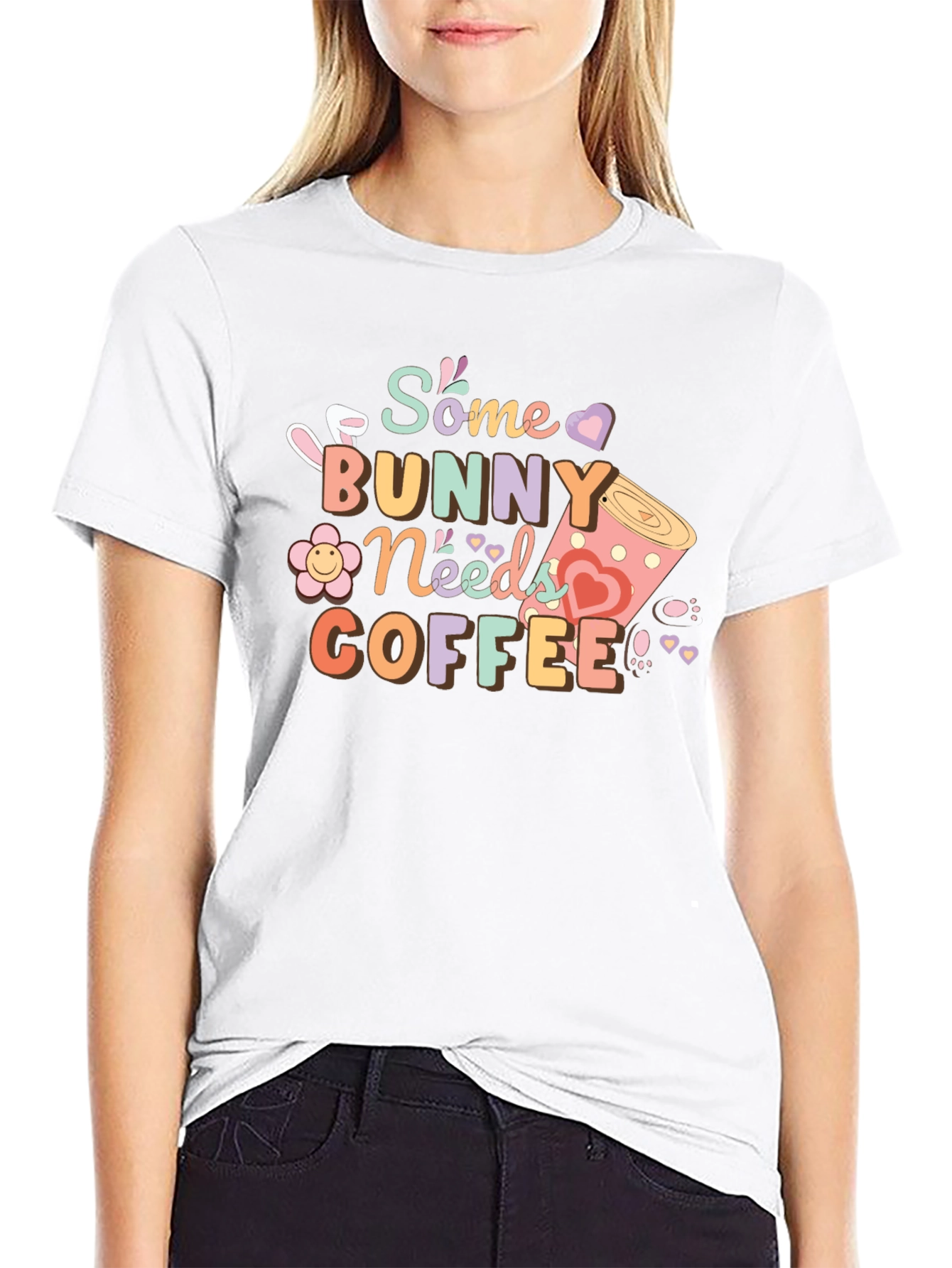 Black Some Bunny Needs Coffee T-Shirt - Black view 9