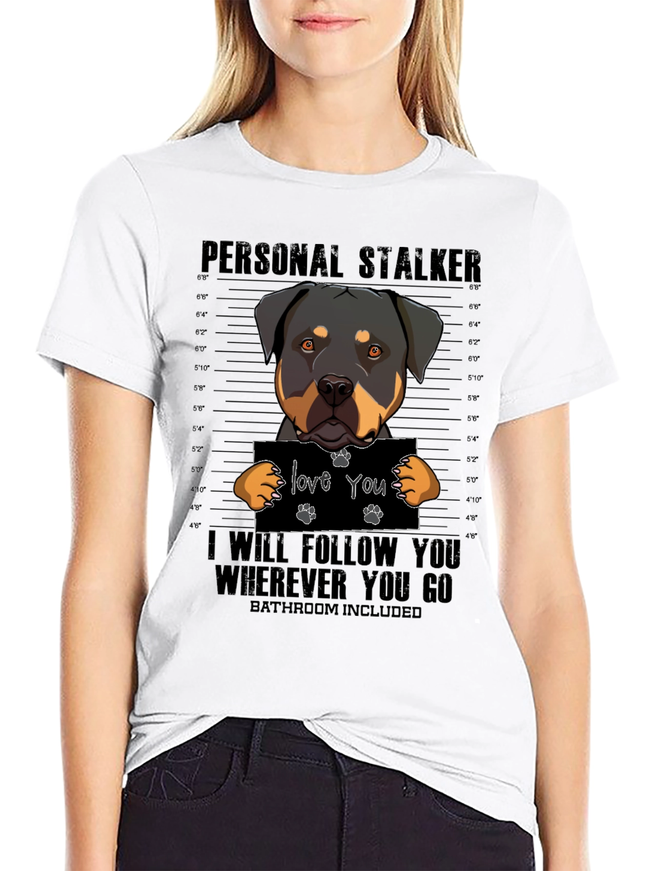 Black Personal Rottweiler Stalker T-Shirt view 9