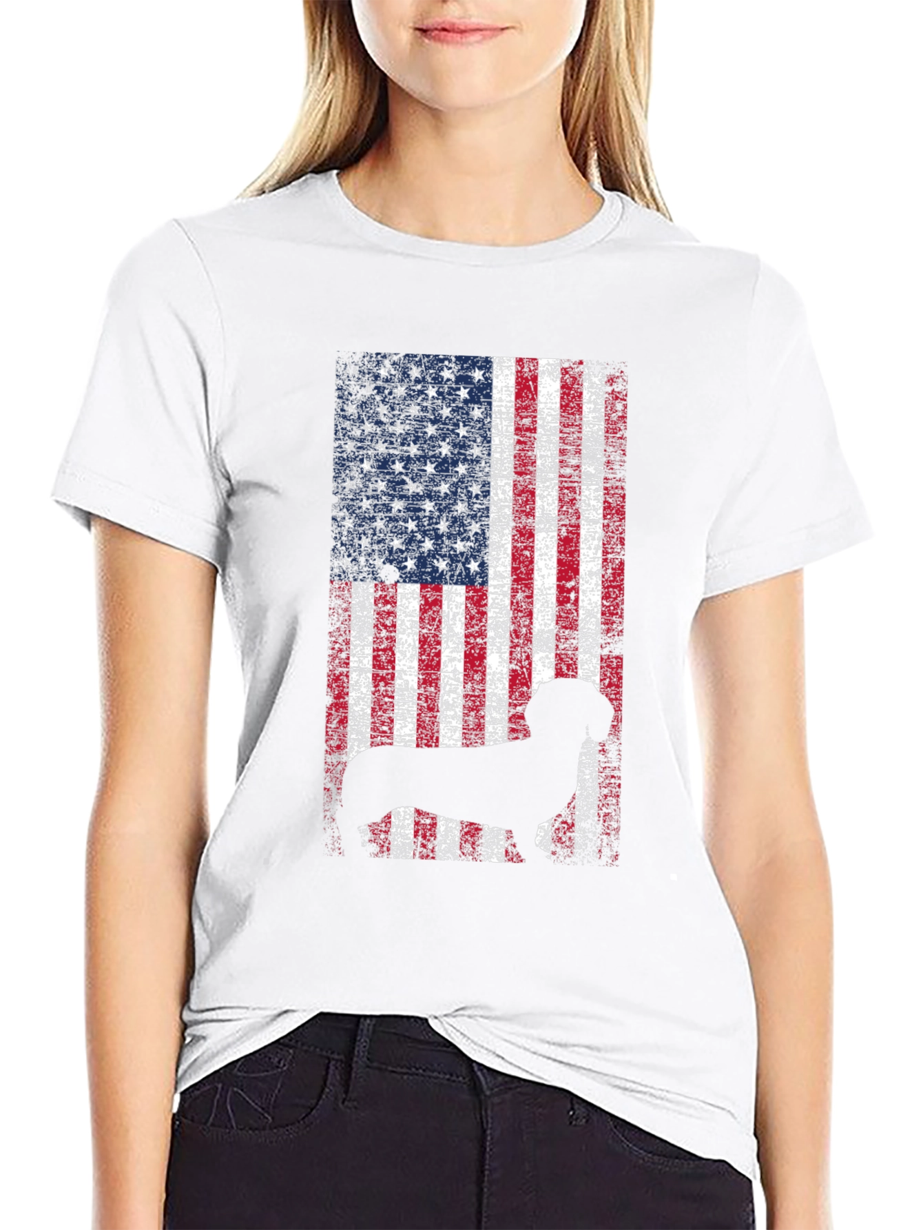 Black Patriotic Dog USA Flag T-Shirt view 9