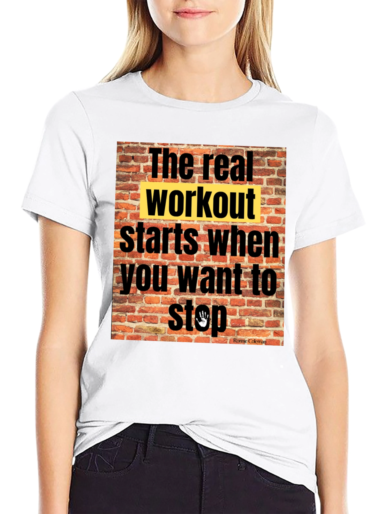 Black Workout Motivation T-Shirt: The Real Workout view 9
