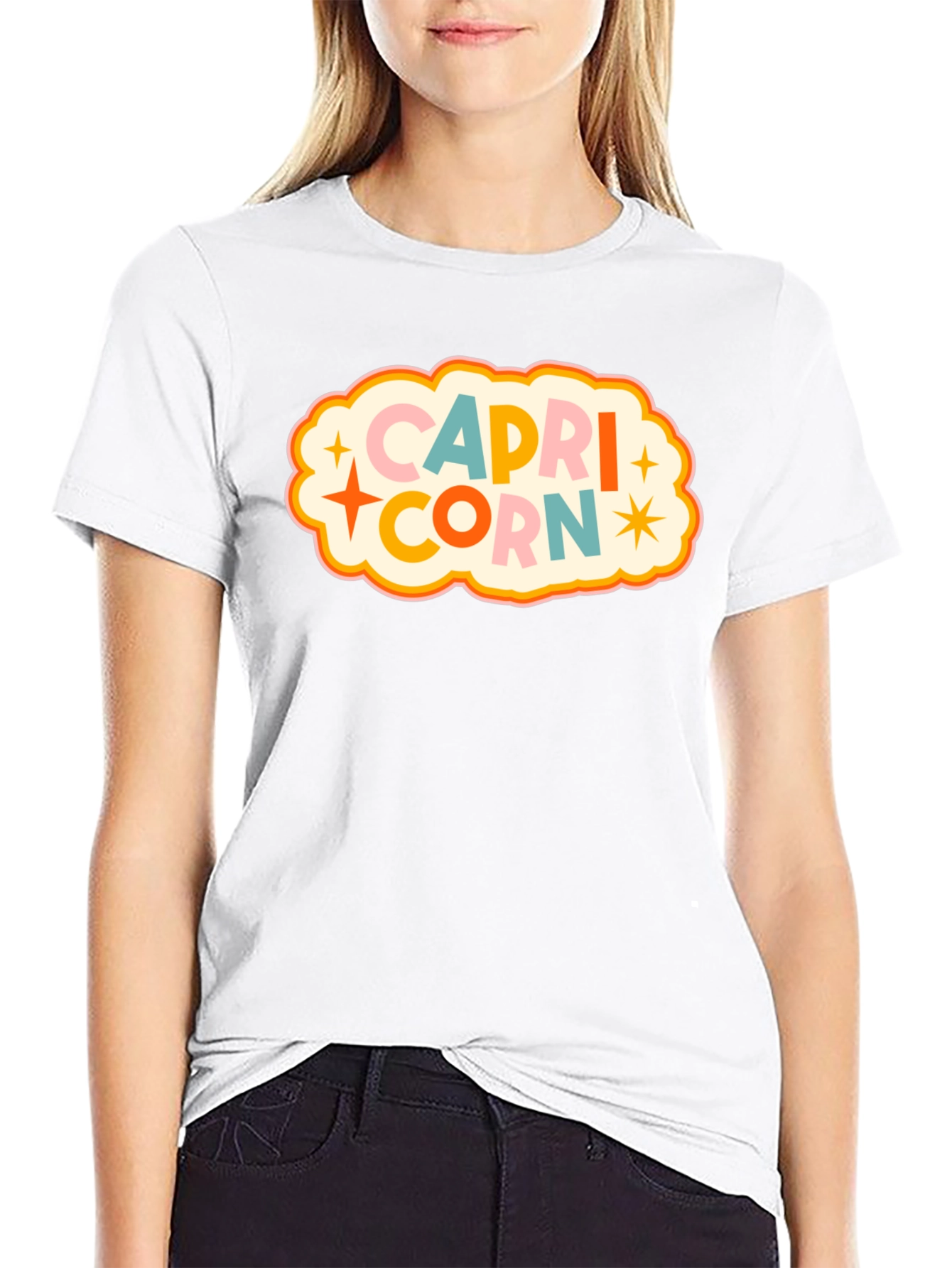 Black Capricorn Zodiac Graphic T-Shirt view 9