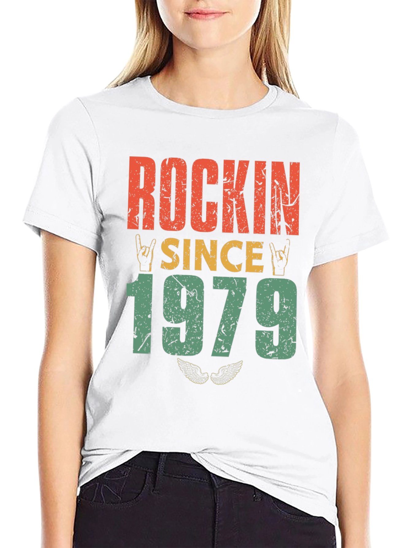 Black Rockin Since 1979 Retro T-Shirt view 9
