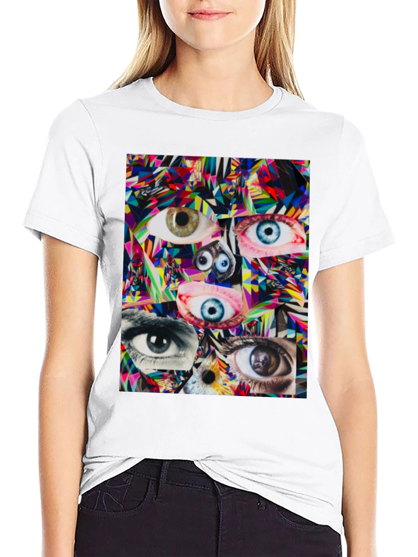 Black Eye Collage Graphic Tee - Black Unisex T-Shirt view 9