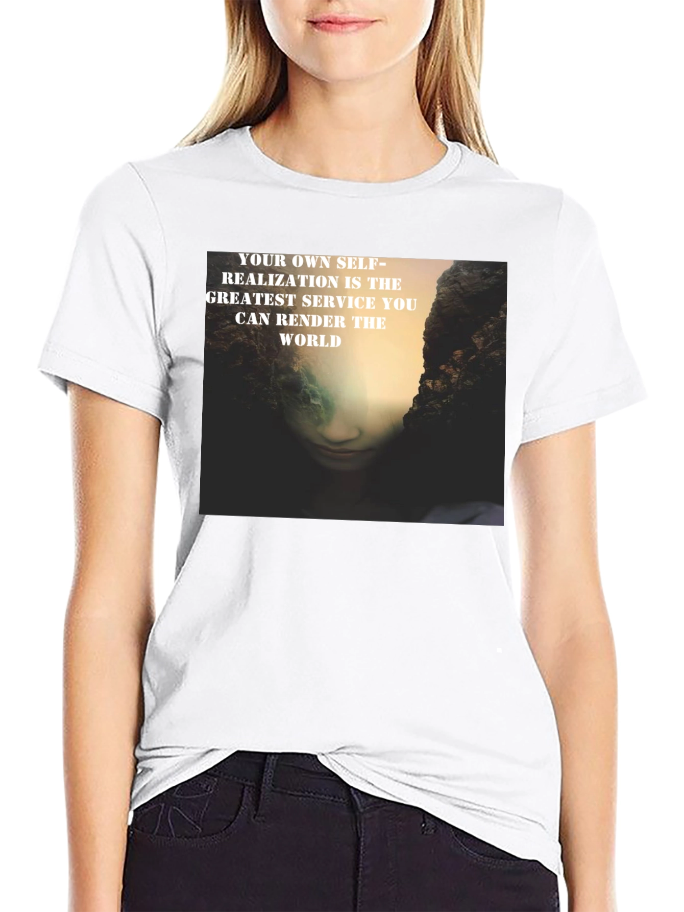 Black Self-Realization Graphic Print T-Shirt view 9