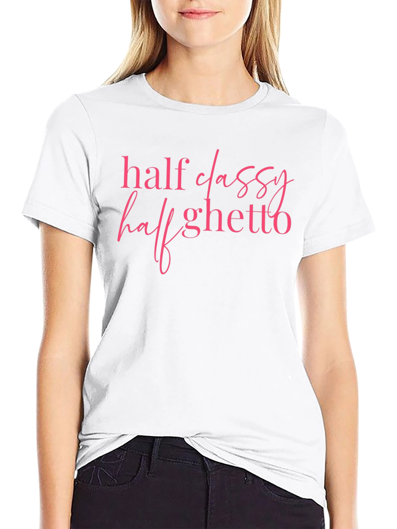 Black Half Classy Half Ghetto Graphic Tee view 9