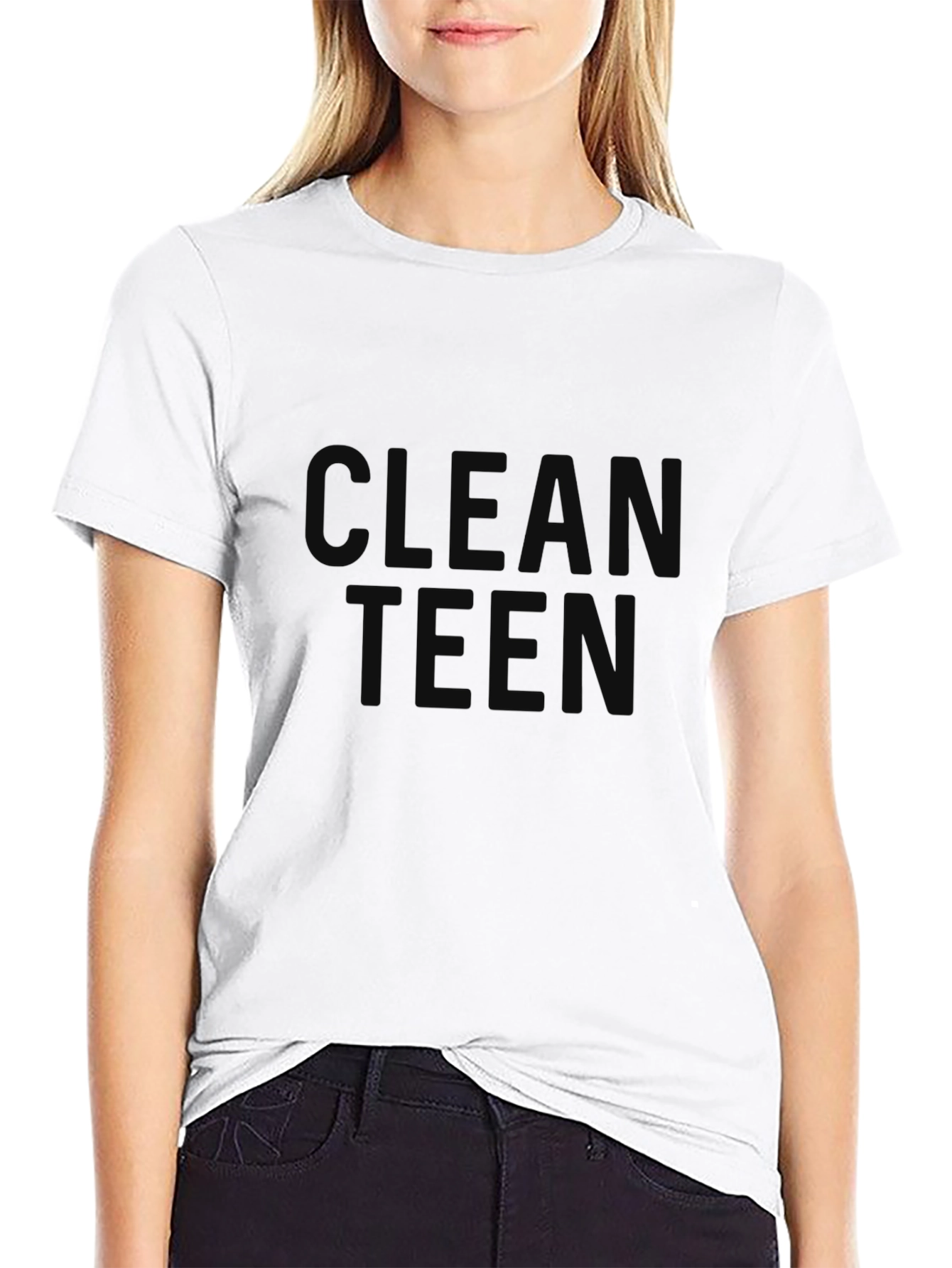 Black Clean Teen Graphic Tee - Classic Black T-Shirt view 9