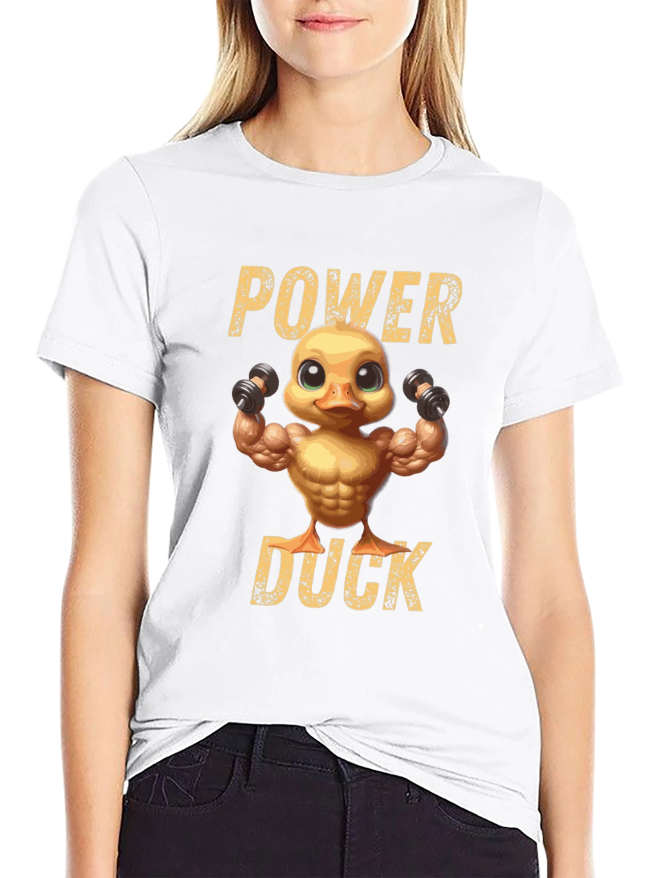 Black Power Duck Graphic T-Shirt - Fitness Humor Tee view 9