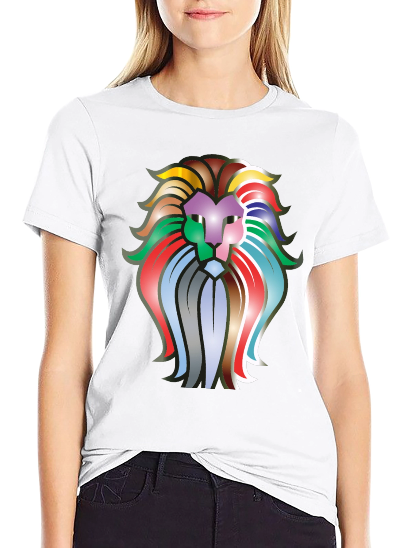 Black Colorful Lion Graphic T-Shirt - Bold Statement Tee view 9