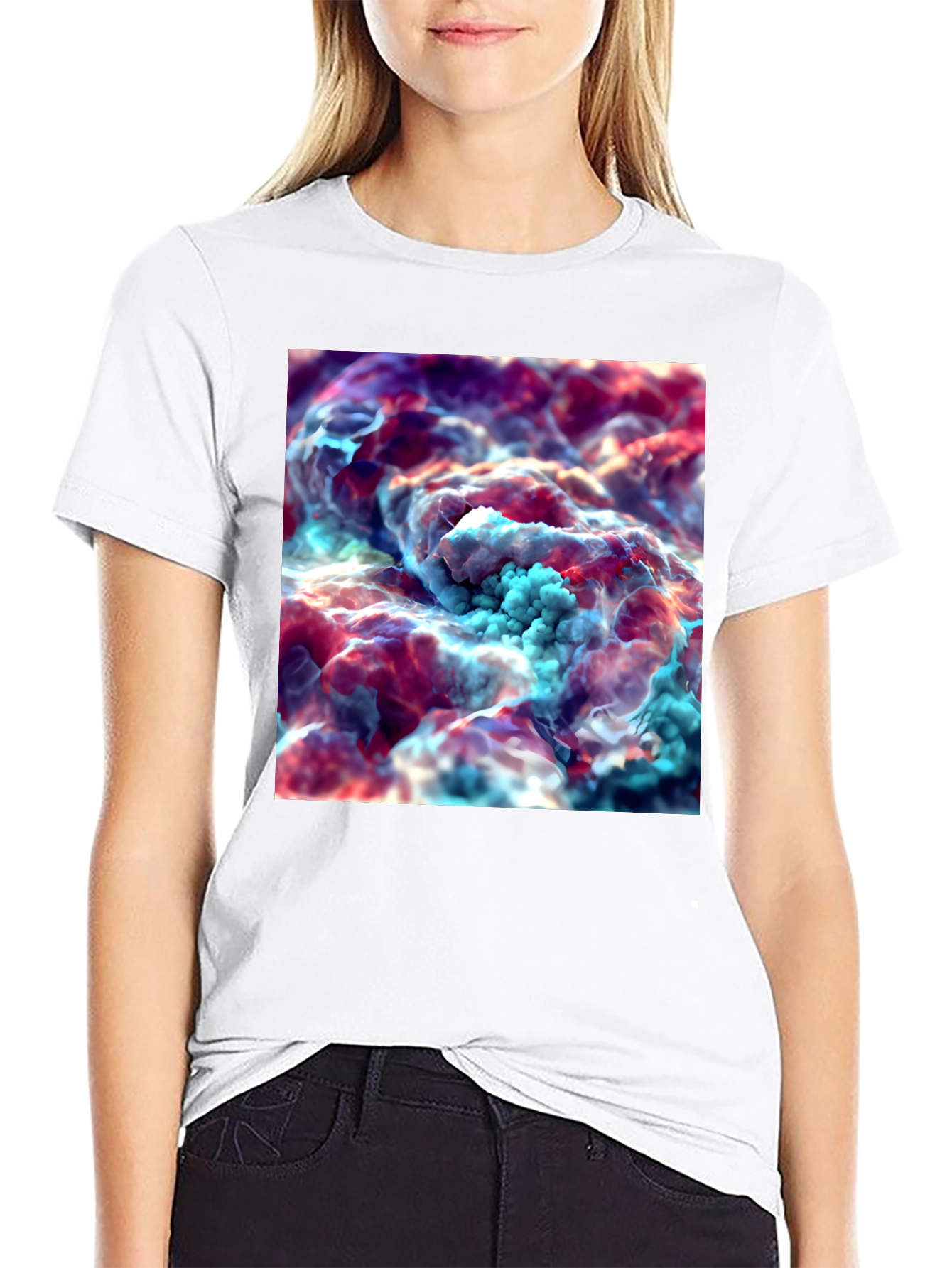Black Abstract Cloudscape Graphic Tee - Unisex Black T-Shirt view 9