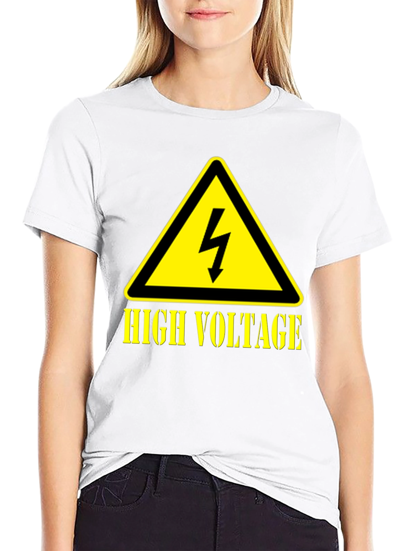 Black High Voltage Graphic T-Shirt, Black Cotton Tee view 9