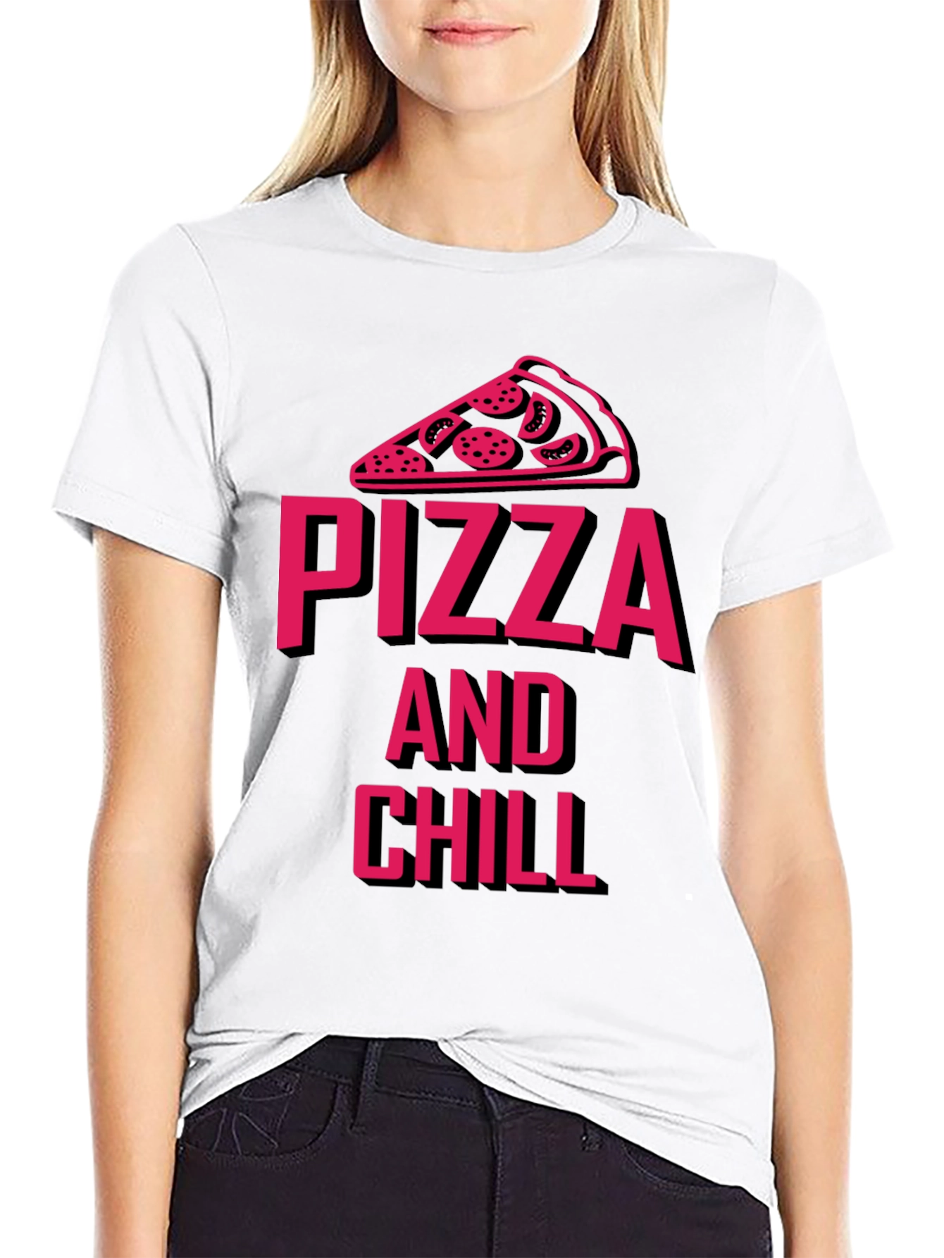 Black Pizza and Chill Graphic Tee - Unisex view 9