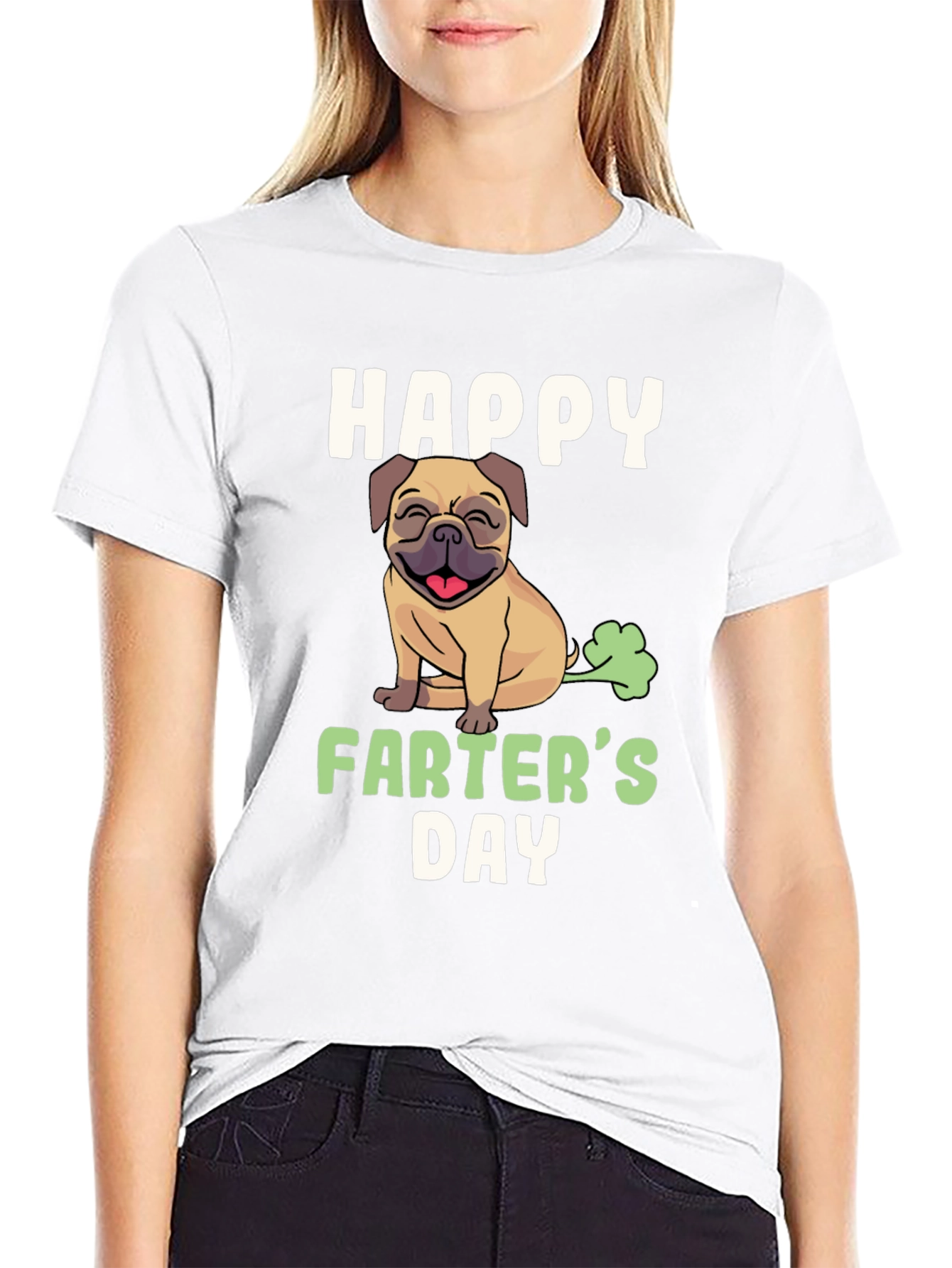 Black Happy Farter's Day Pug T-Shirt view 9