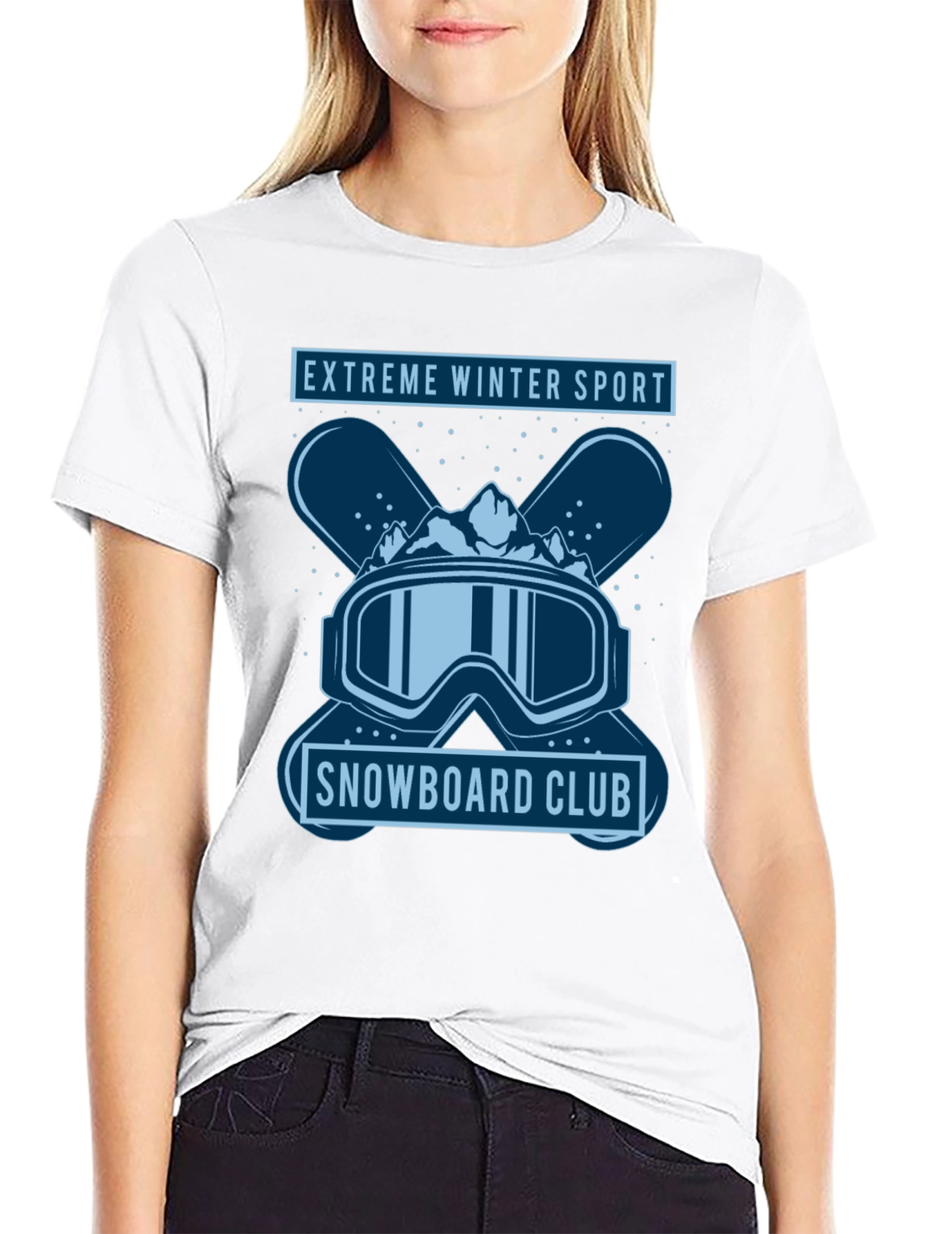 Black Extreme Winter Sport Snowboard Club Graphic Tee view 9