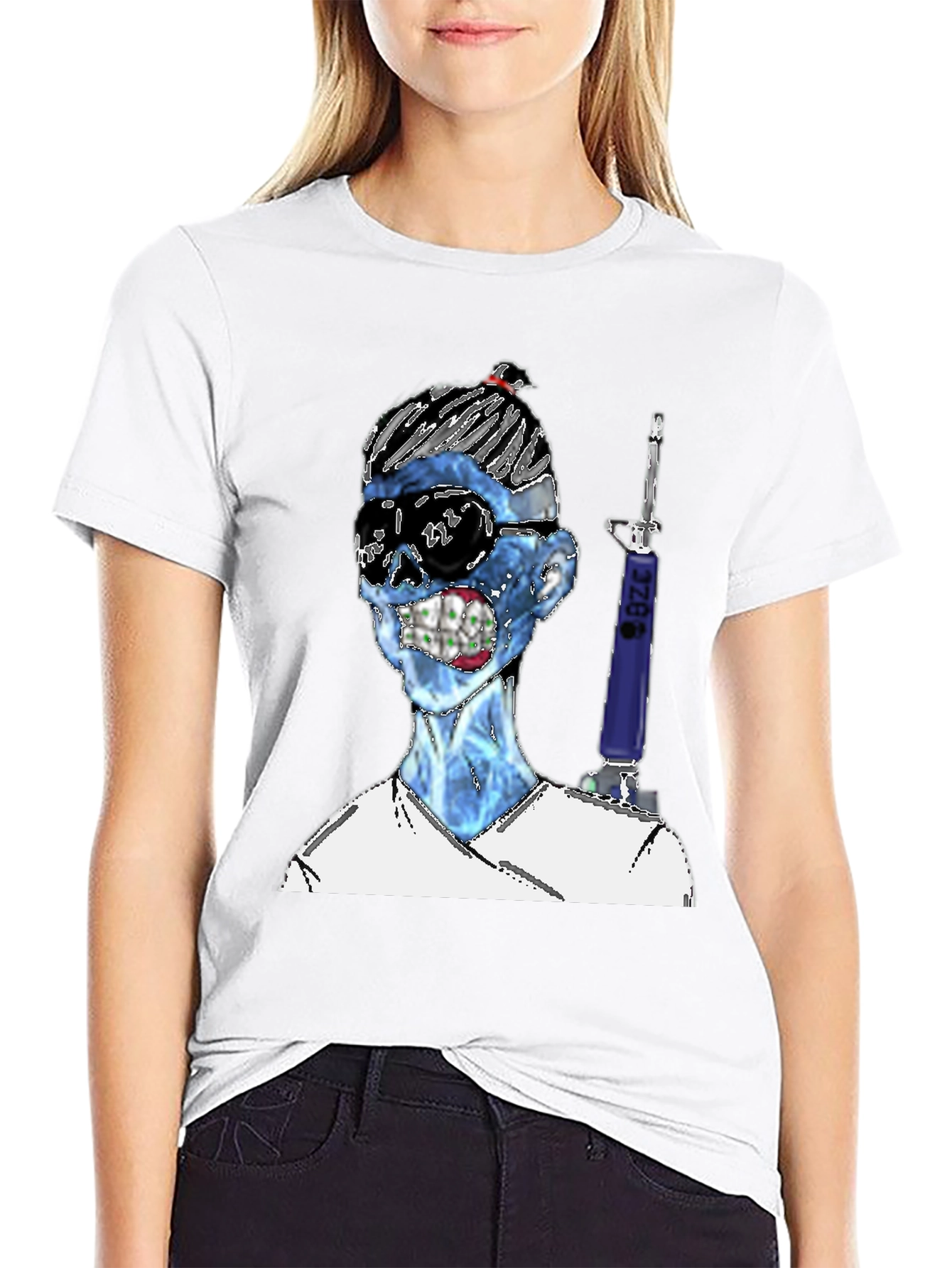 Black Zombie Nurse Graphic T-Shirt - Unique Design view 9