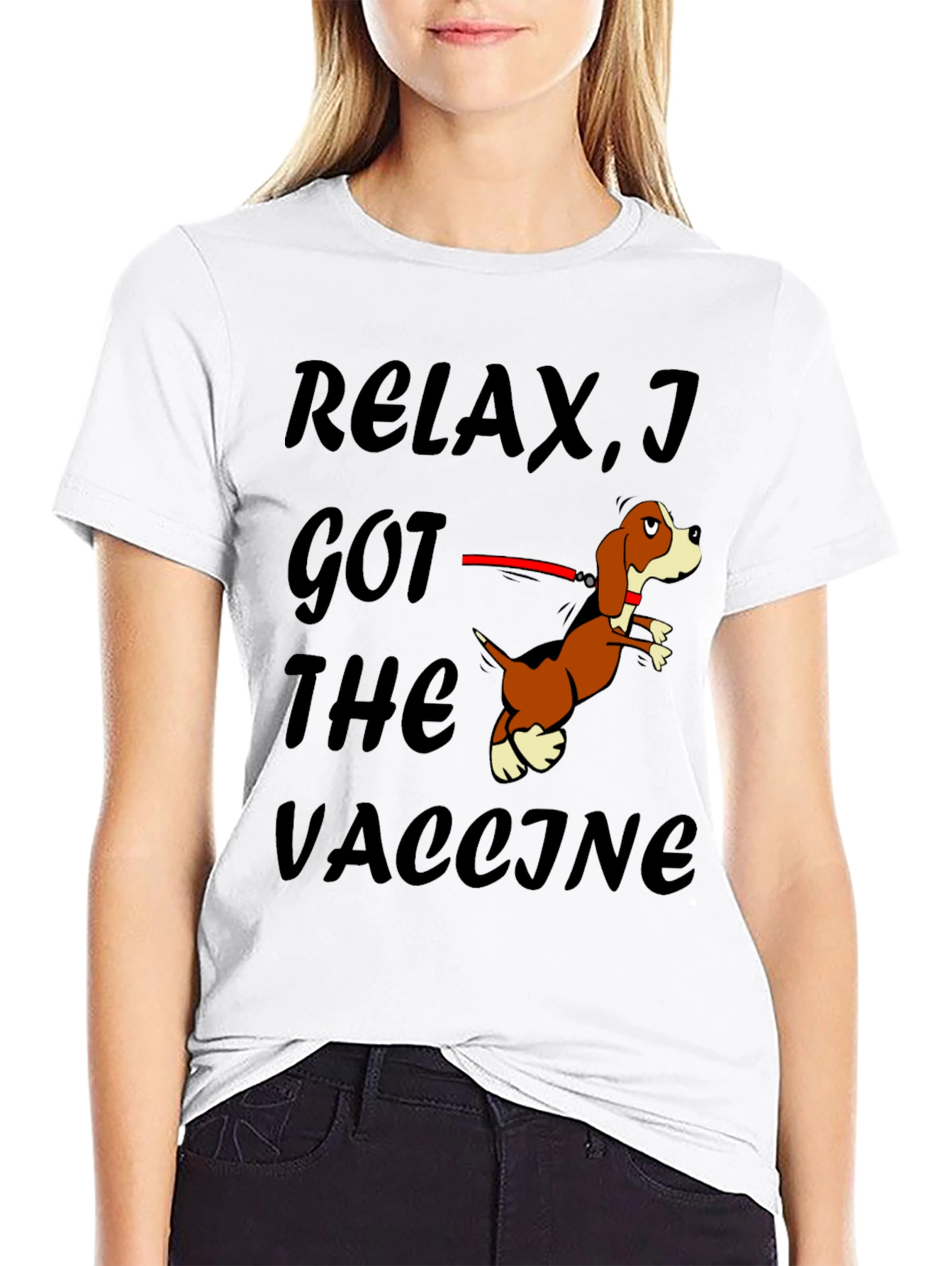 Black Relax I Got The Vaccine Funny Dog T-Shirt view 9