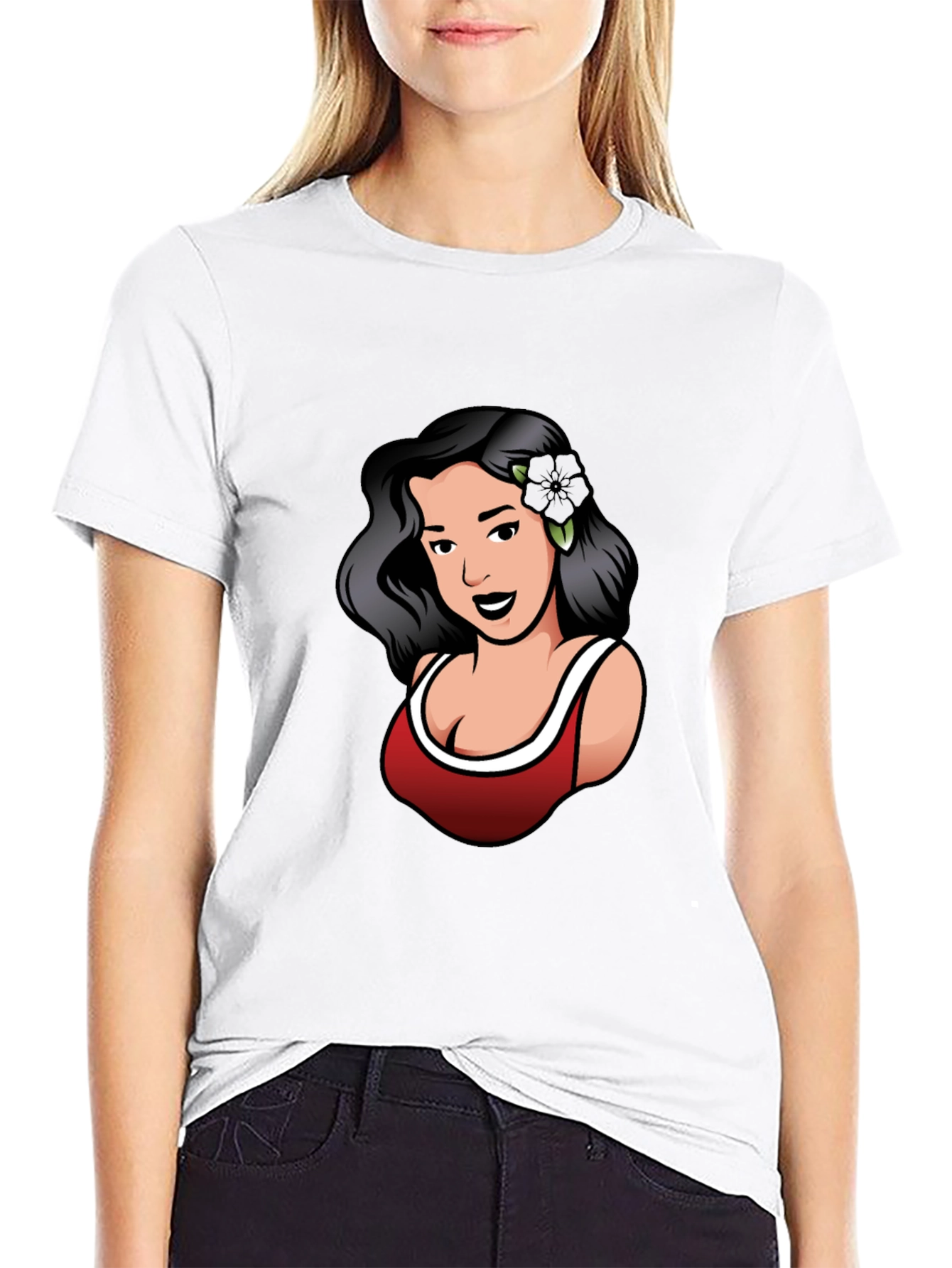 Black Retro Woman Graphic Tee - Black view 9